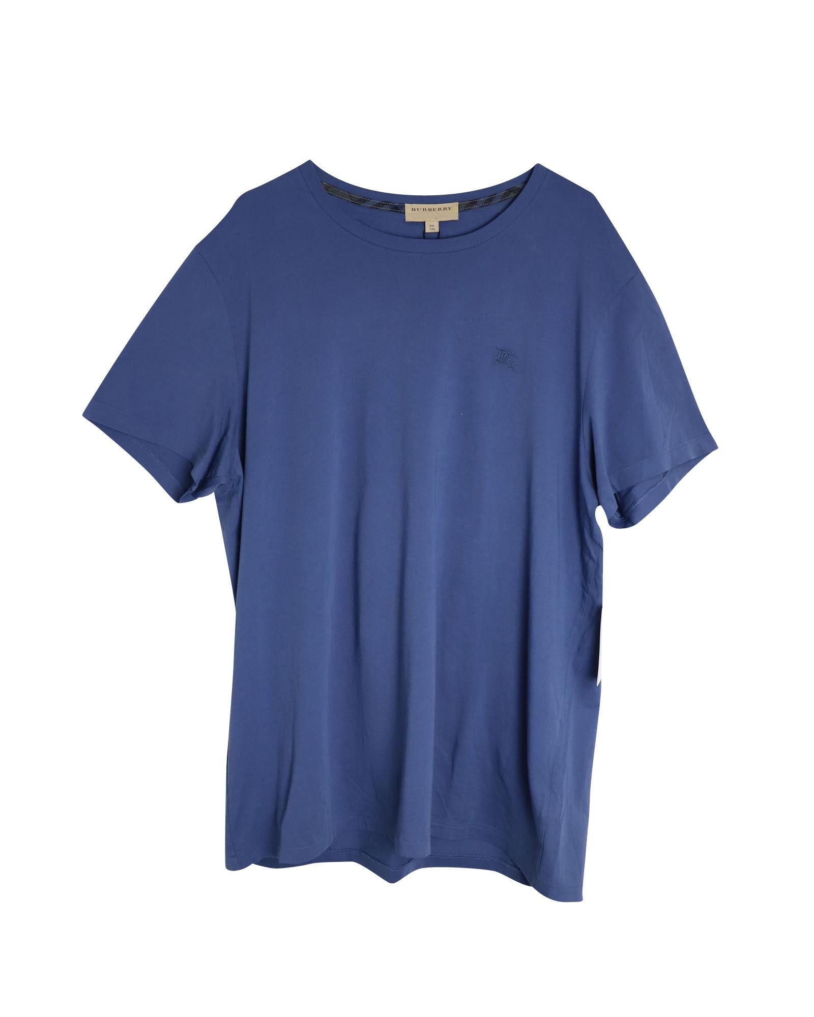 image of Burberry Classic Blue Cotton Crewneck T-Shirt, Men's (Size 2XL)