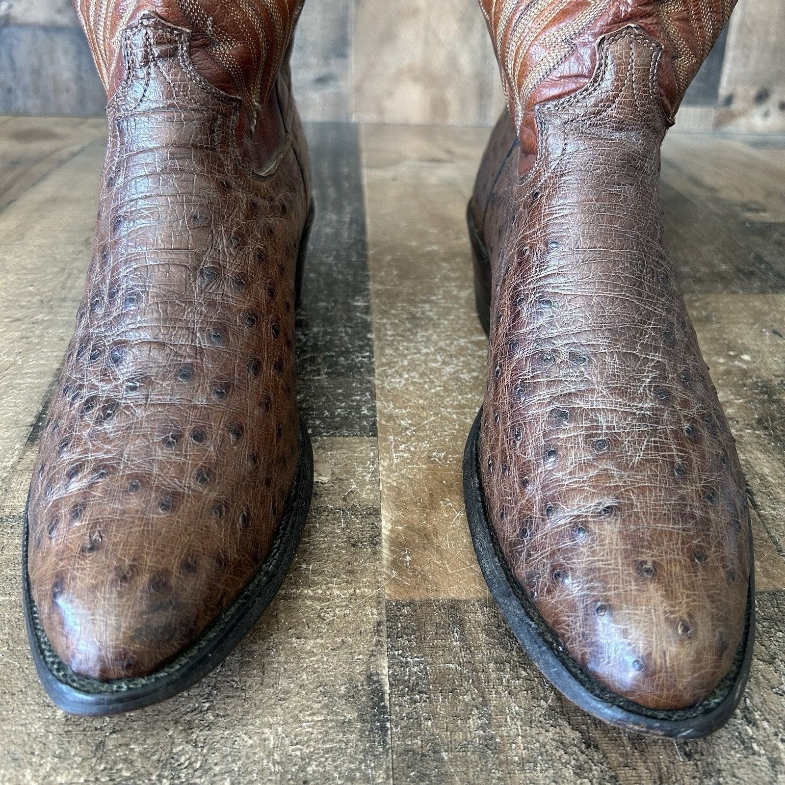 Justin Boots Justin Vintage Y5333 Ostrich Cowboy Boots Mens 9.5 E Size US 9.5 / EU 42-43 - 3 Thumbnail