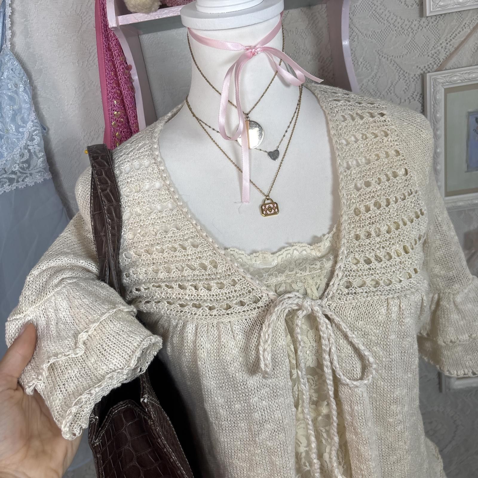 Other y2k crochet ruffle tie cardigan Size XXS / US 00 / IT 34 - 4 Thumbnail