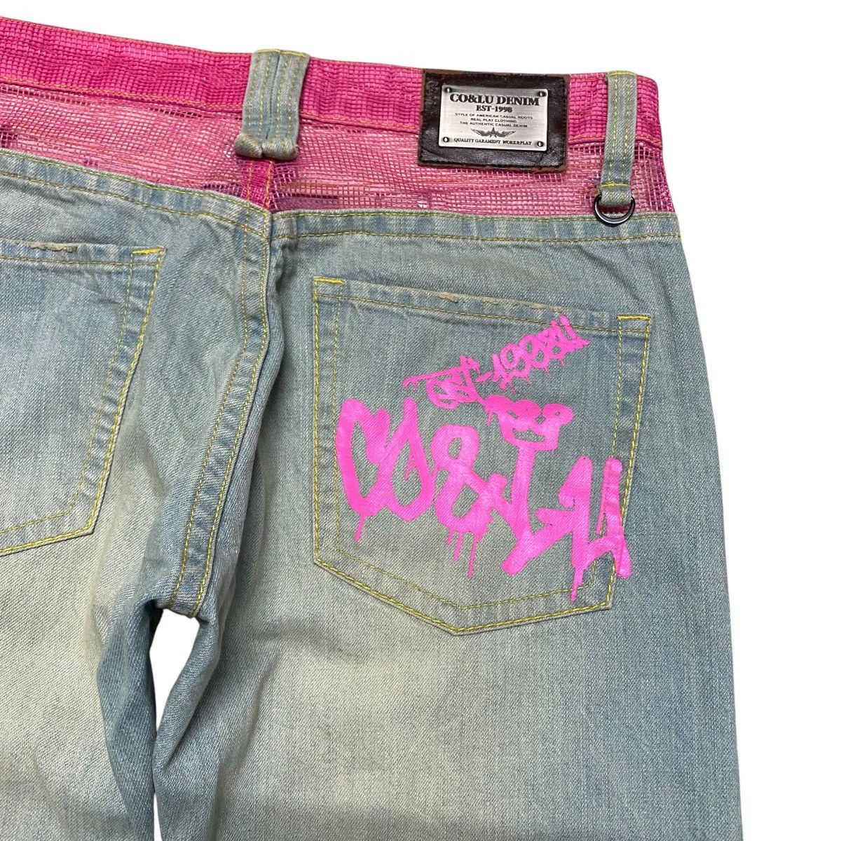 Japanese Brand CO&LU Denim Mesh Painter Jeans Size US 33 - 11 Thumbnail