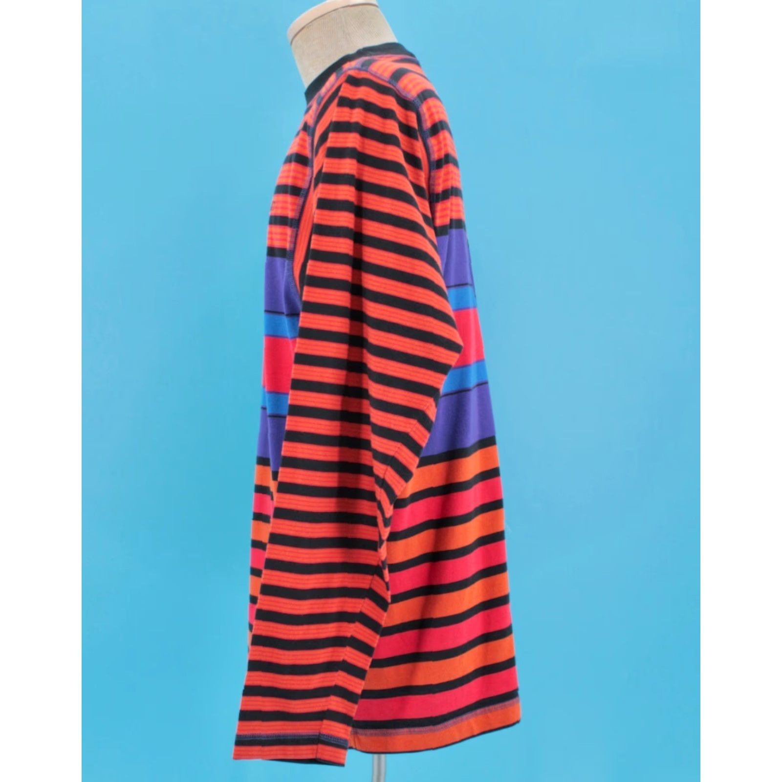 Vintage VINTAGE Men’s Marithe Francois Girbaud 90s Striped Long Sleeve Shirt L Orange Mens Size US L / EU 52-54 / 3 - 2 Thumbnail