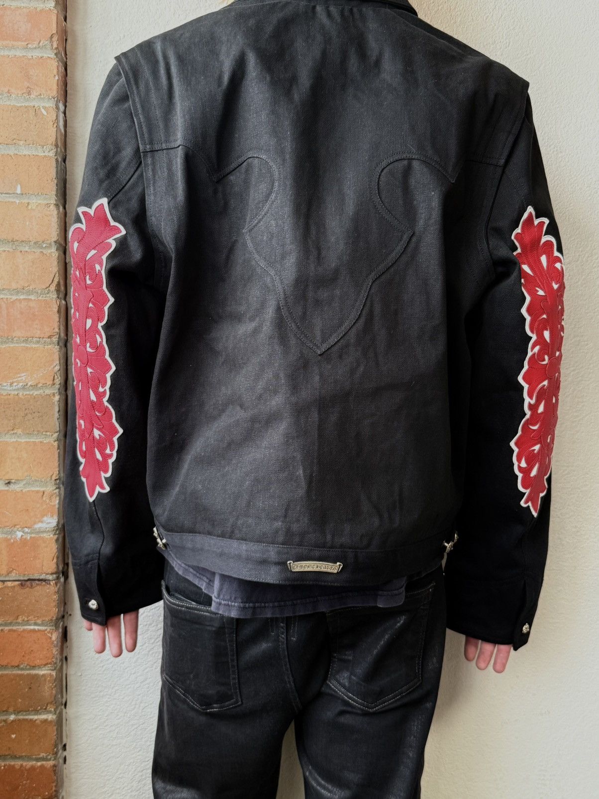 Chrome Hearts Chrome Hearts Work Dog Denim Red Fleur Sleeved Jacket Size US XXL / EU 58 / 5 - 3 Thumbnail