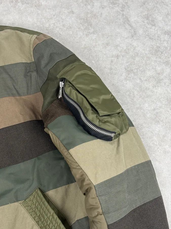 Diesel Diesel Khaki Green Nylon Striped Bomber Jacket Size US M / EU 48-50 / 2 - 9 Thumbnail