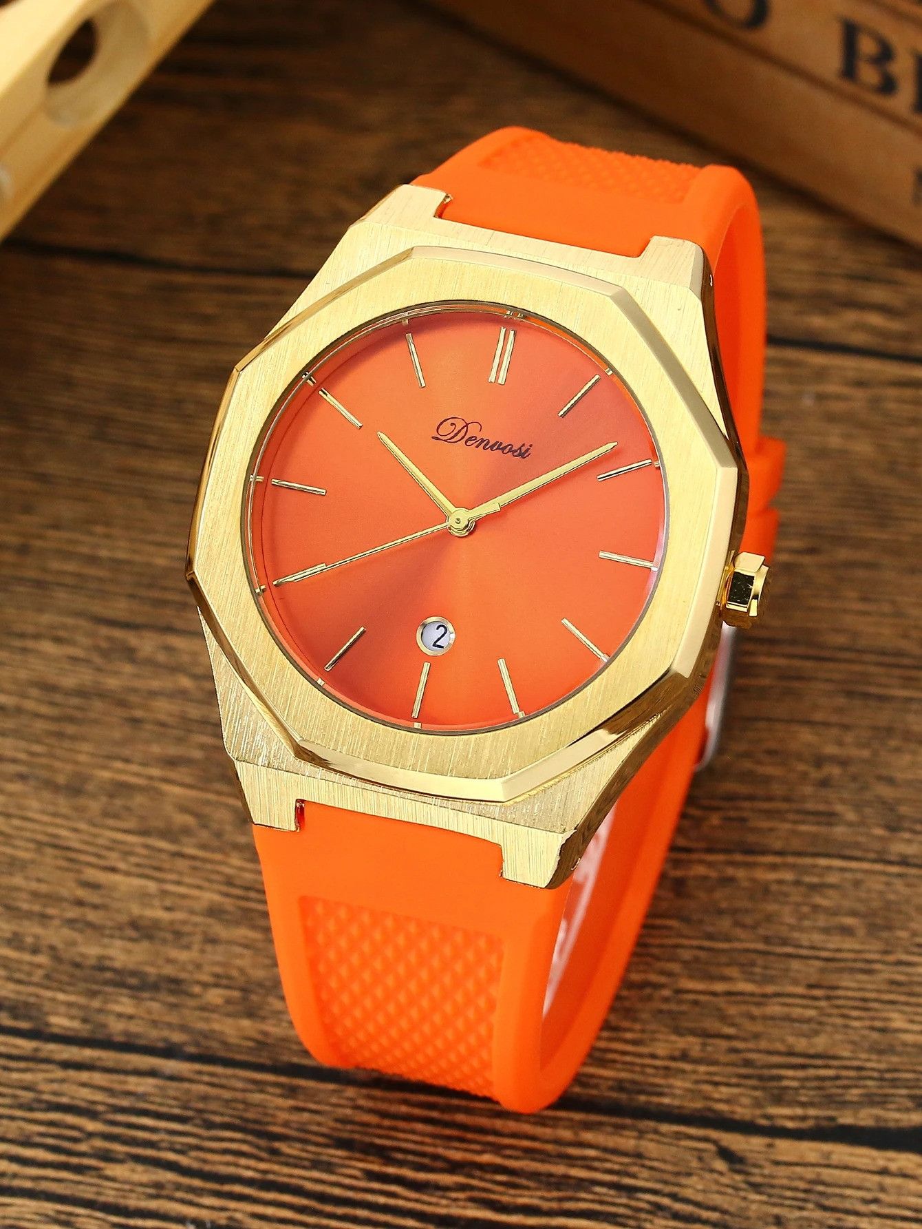 Luxury Quartz Sports Watch Waterproof Casual in Orange, Men's