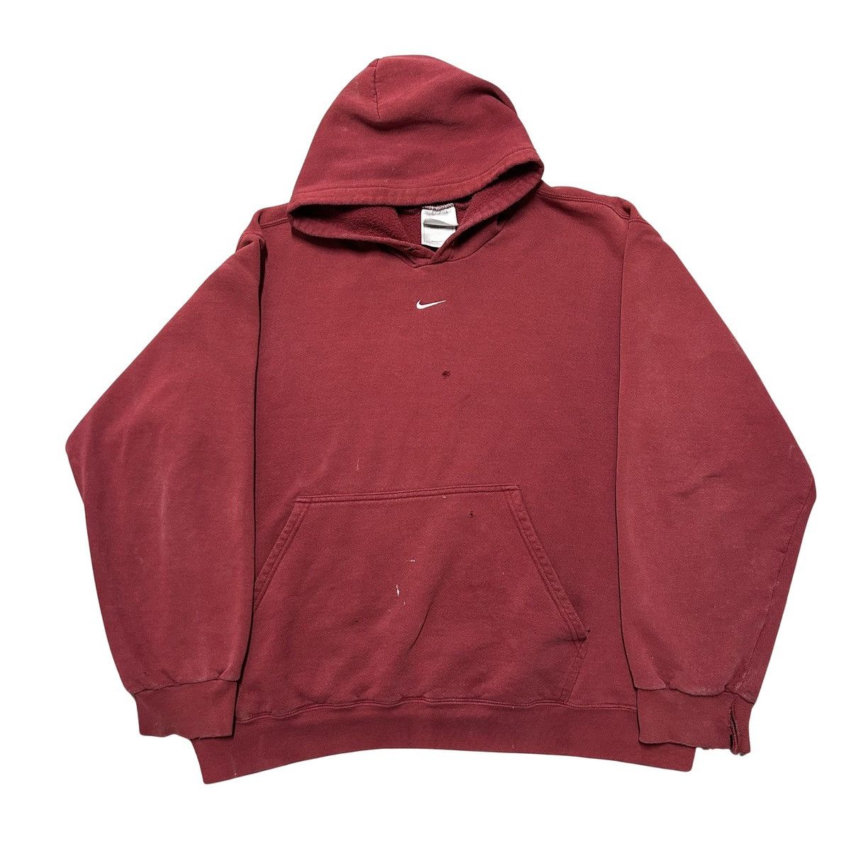 Image of Vintage Center Swoosh Nike Hoodie in Red, Men's (Size Large)