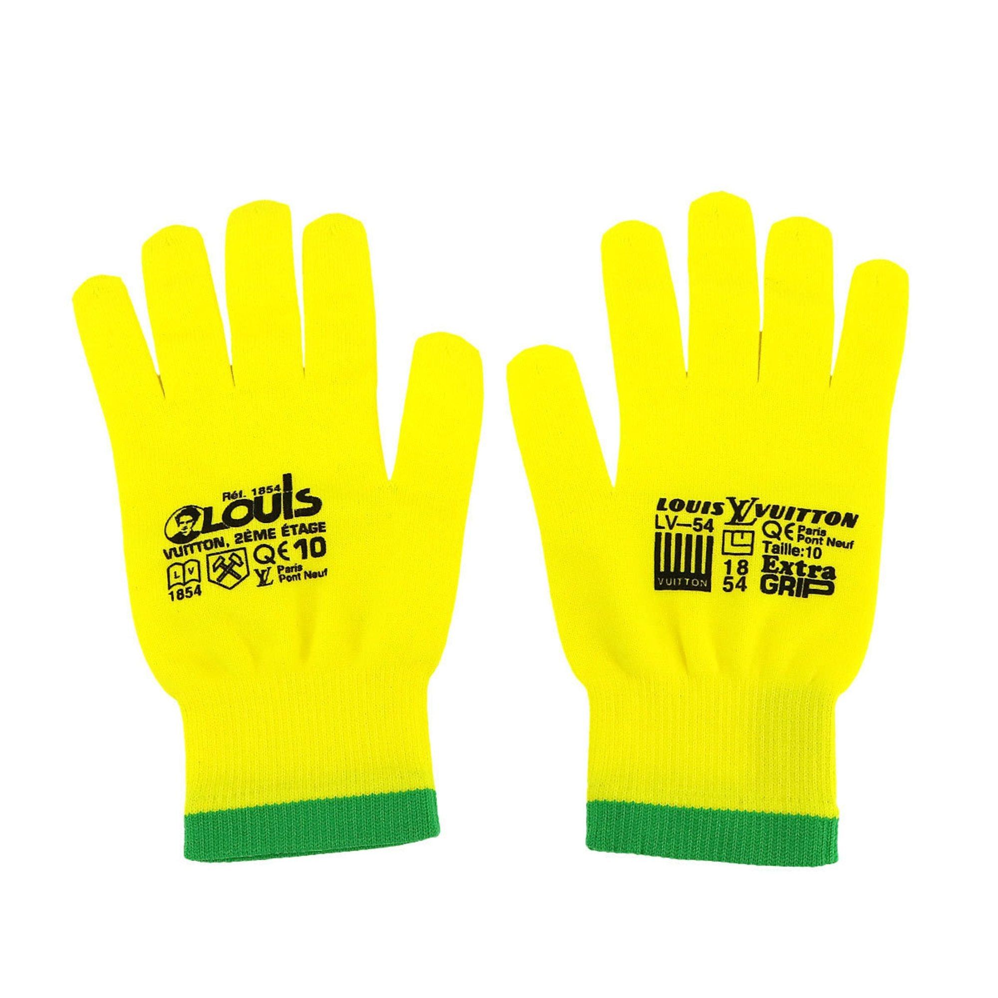 image of Louis Vuitton Gon Rgb Gloves Nylon Yellow Green Mp2370 in Black, Women's