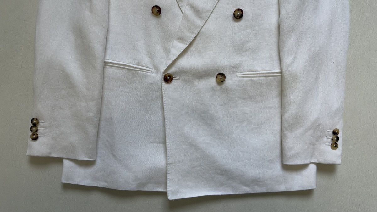 HUSBANDS White Linen Double Breasted Blazer Size 36R - 6 Thumbnail