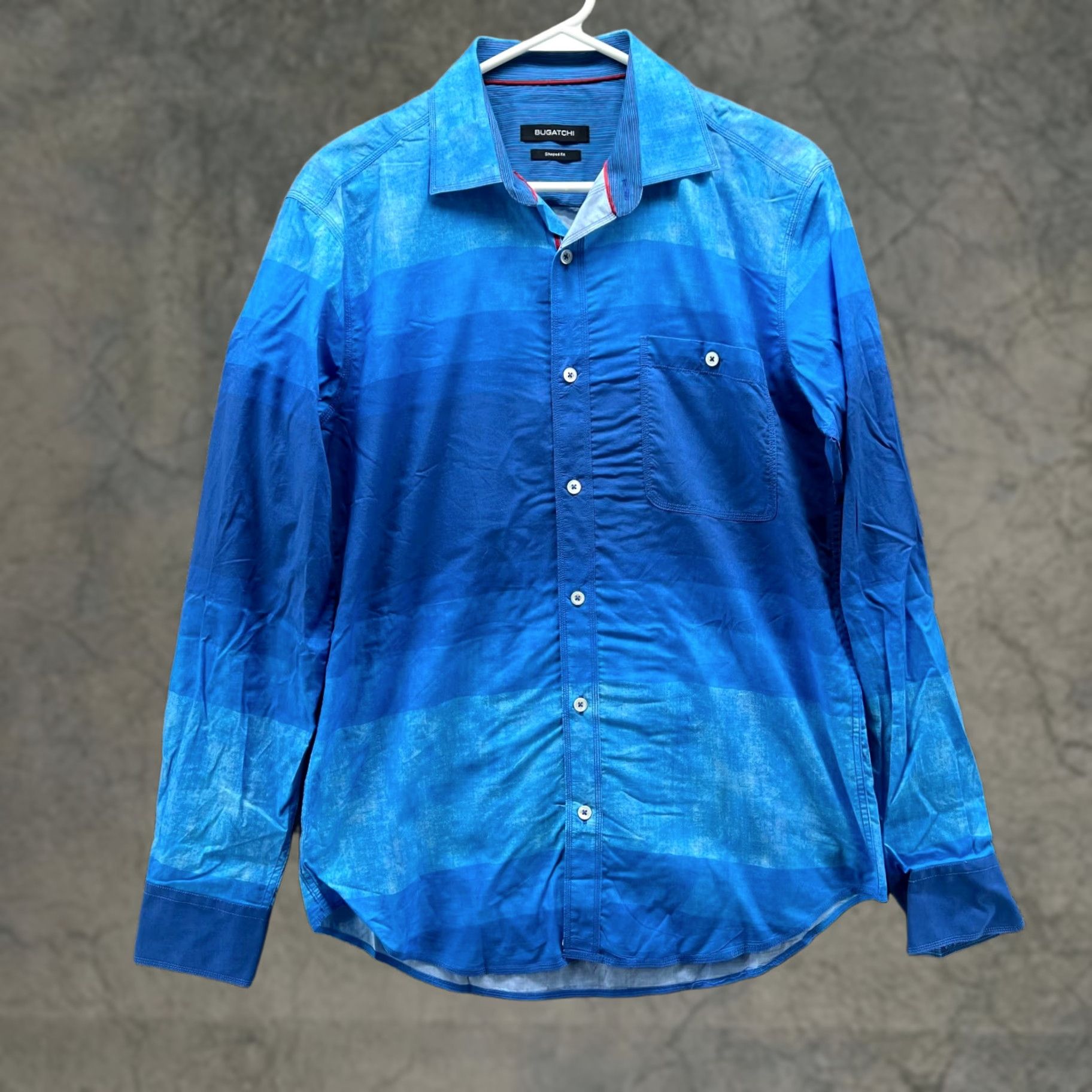 BUGATCHI Bugatchi Shirt Mens Large Blue Striped Button-Down Oxford Shaped Fit Size US L / EU 52-54 / 3 - 1 Thumbnail