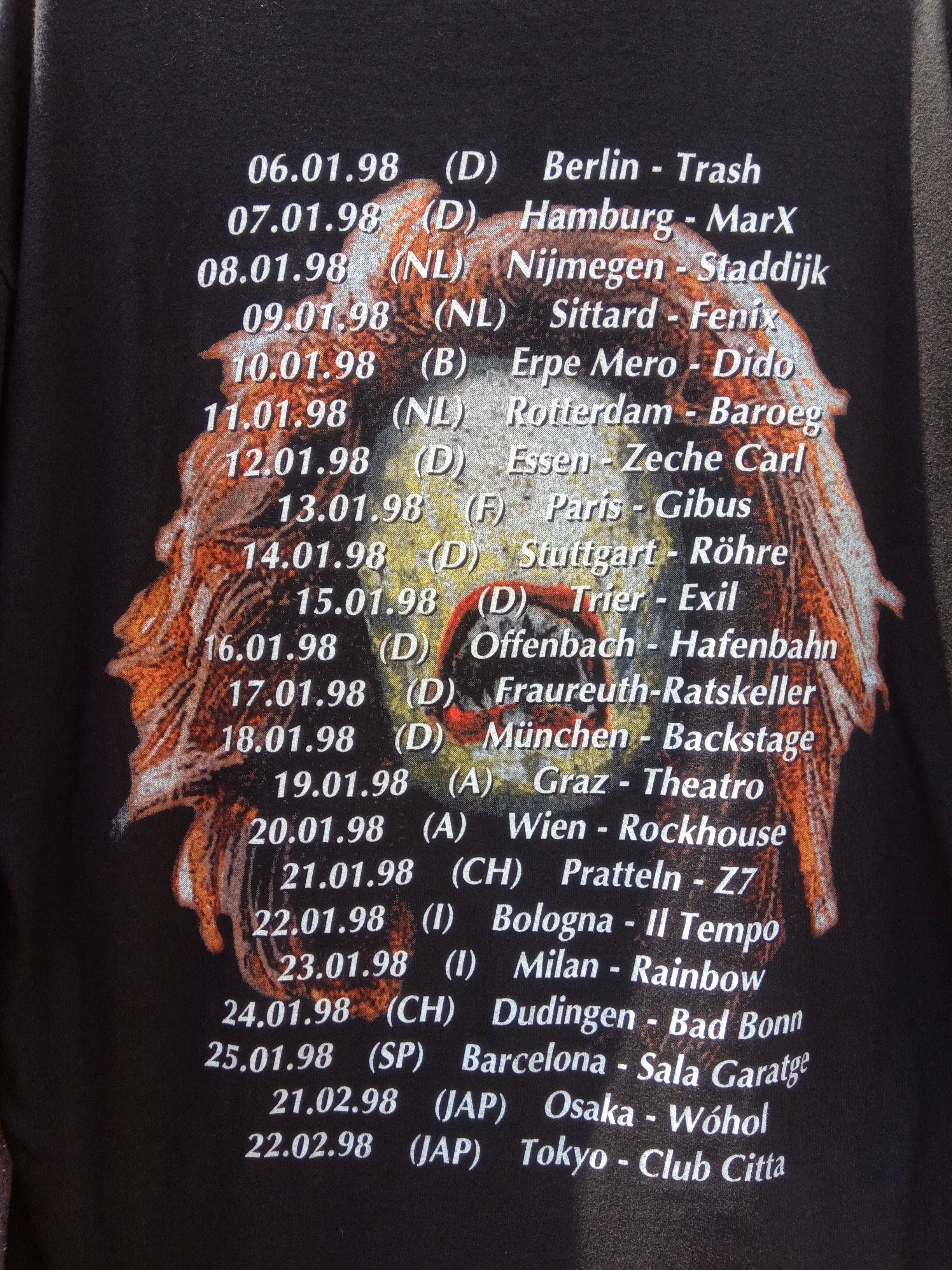 Band Tees × Vintage Vintage 90s INFLAMES whoracle tour 1998 Size US L / EU 52-54 / 3 - 4 Thumbnail