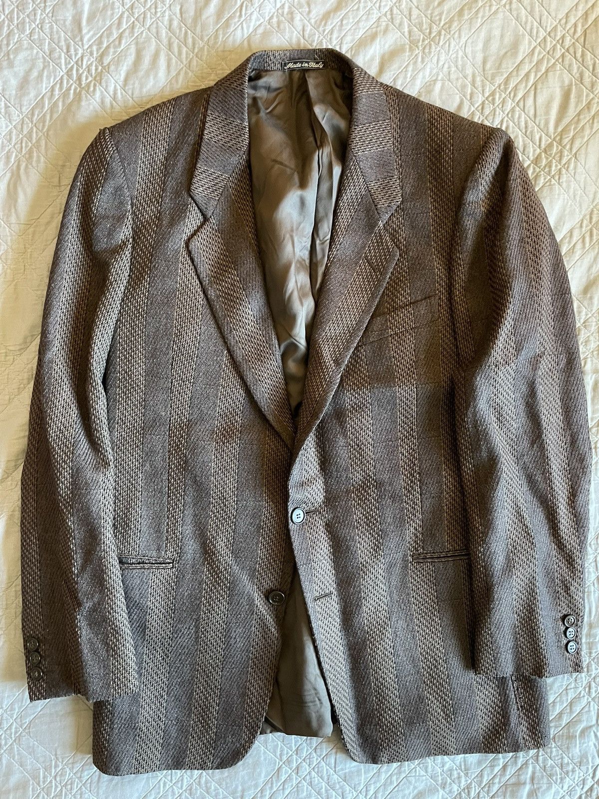 Giorgio Armani Textured Stripe Wool Tweed Jacket Size 42L - 1 Thumbnail