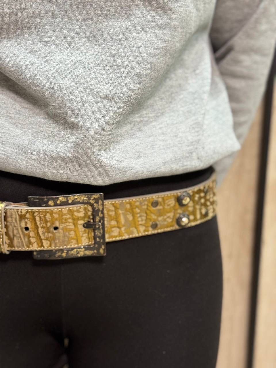 POST ARCHIVE FACTION (PAF) VTG Cowboy Style Leather Belt Gold Y2K 00s USA Hype Trend Size ONE SIZE - 2 Thumbnail