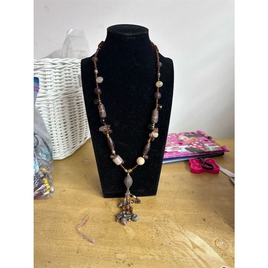 The Unbranded Brand Bohemian Artisan Beaded Tassel Necklace Brown Size ONE SIZE - 5 Thumbnail
