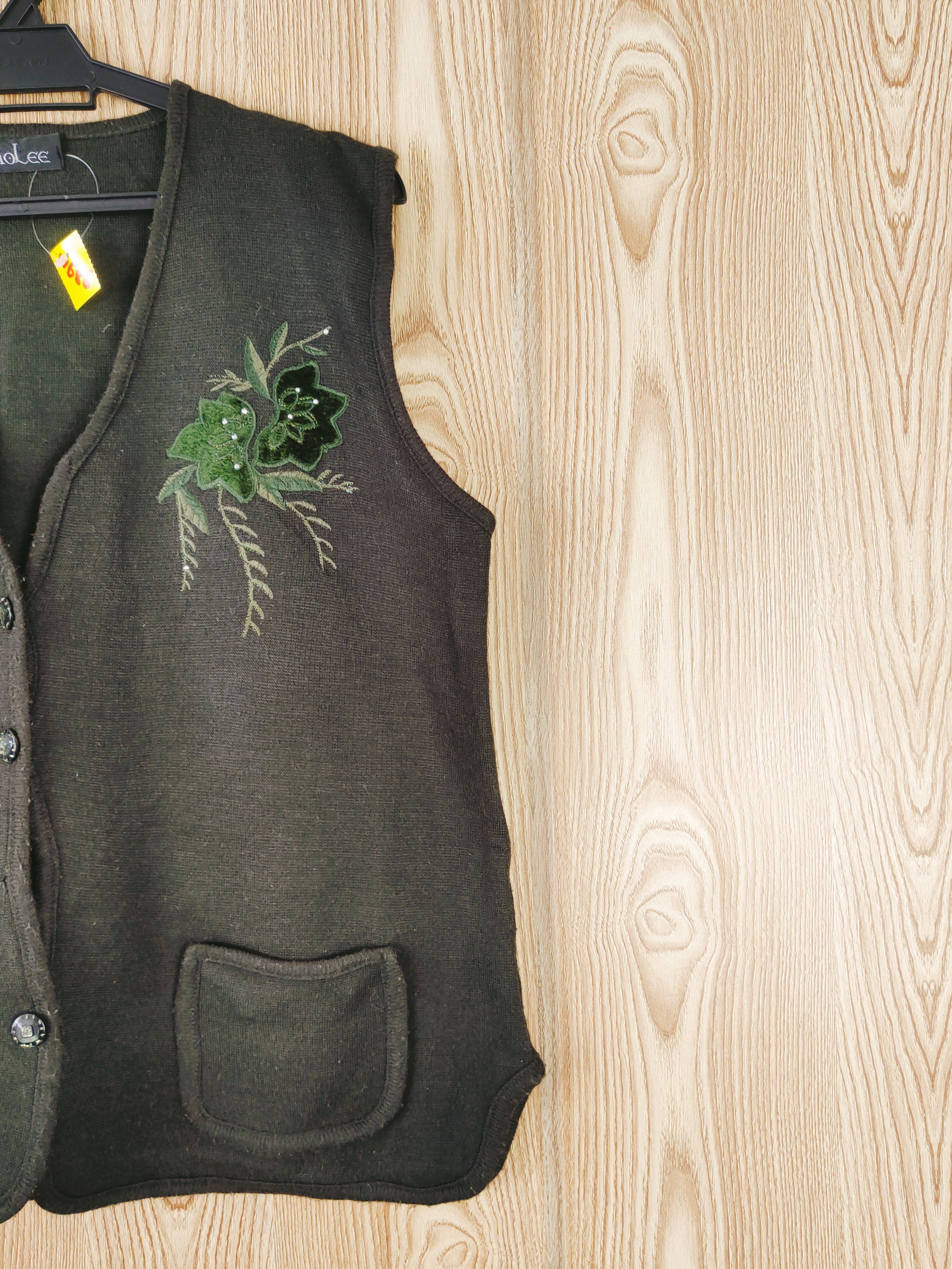 Homespun Knitwear × Japanese Brand × Vintage Holee Dark Green Knitwear Button Up Vests #W686 Size L / US 10 / IT 46 - 6 Thumbnail