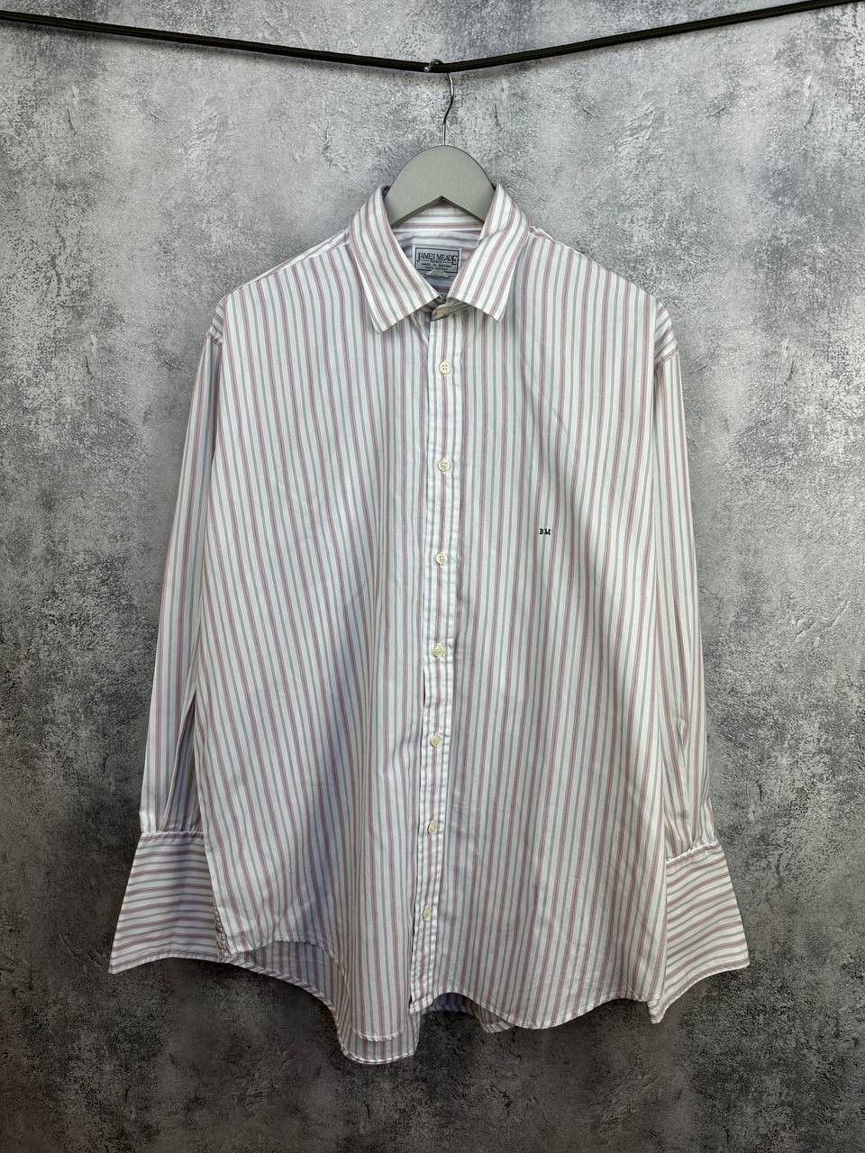 Designer James Meade Striped Dress Shirt LS Button Up Made in Britain Size US XL / EU 56 / 4 - 1 Thumbnail