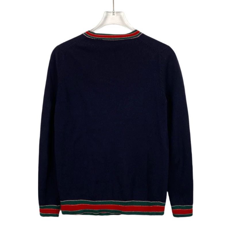 Gucci Gucci Dark blue striped V-neck knitted cardigan jacket 2502 Size US S / EU 44-46 / 1 - 2 Thumbnail