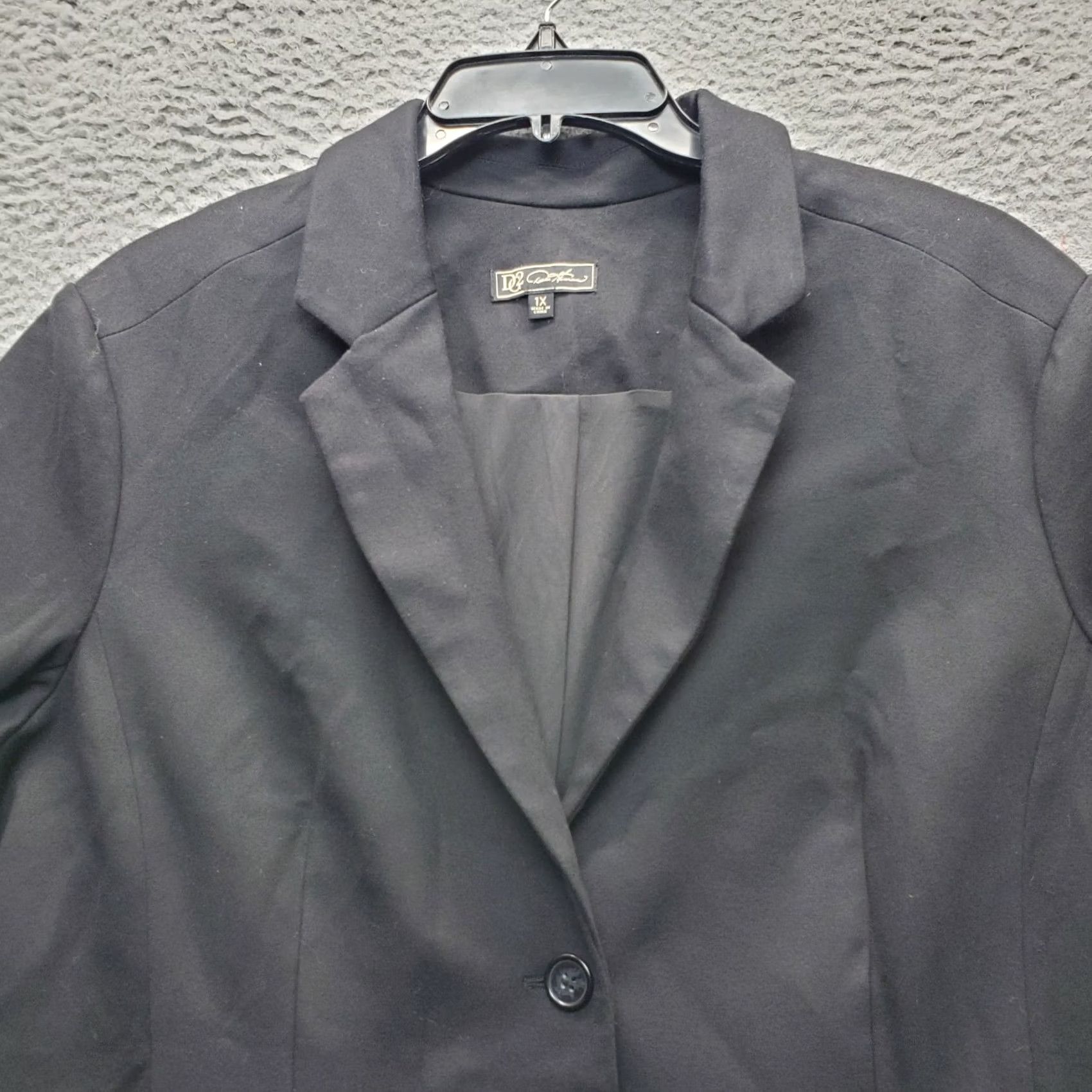 Vintage DG2 by Diane Gilman Blazer Womens 1X Black Faux Leather Trim Pockets Notch Lapel Blazer Jacket Women 1X Black NWT Mens Womens Size XL / US 12-14 / IT 48-50 - 5 Thumbnail