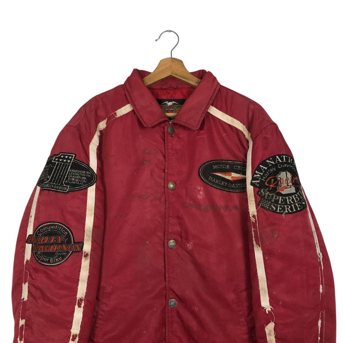 Harley Davidson 🔥VINTAGE BOMBER BIKER JACKET MOTORCYCLE HARLEY DAVIDSON LOGO Size US L / EU 52-54 / 3 - 11 Thumbnail