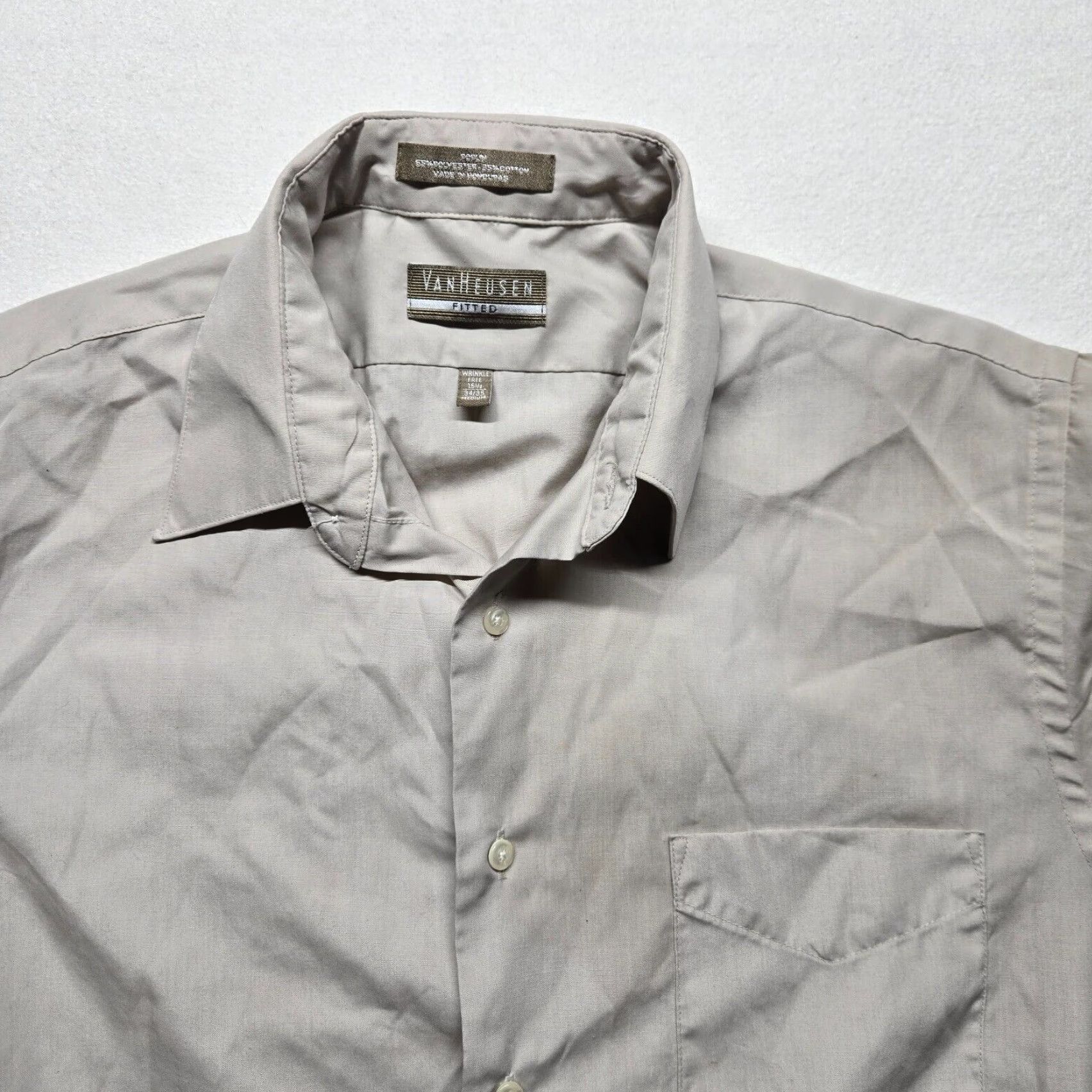 Van Heusen Van Heusen Shirt Mens 15.5 Gray Poplin Wrinkle Free Fitted Long Sleeve Dress Shirt Mens 15.5 Gray Size US M / EU 48-50 / 2 - 2 Thumbnail