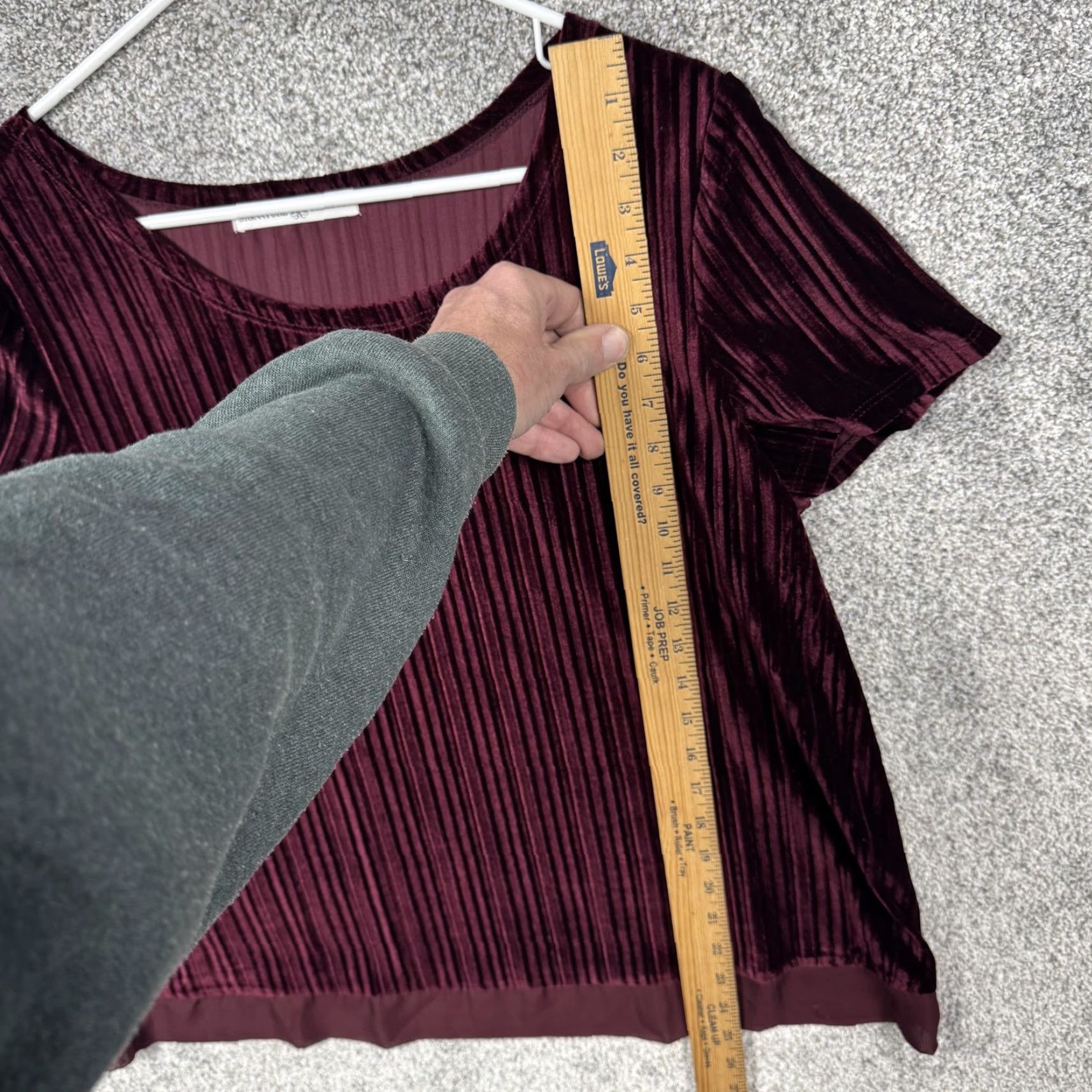Vintage Signature Collection Blouse Womens Sz XL Burgundy Pleated Crushed Velvet Valentines Day Size XL / US 12-14 / IT 48-50 - 2 Thumbnail