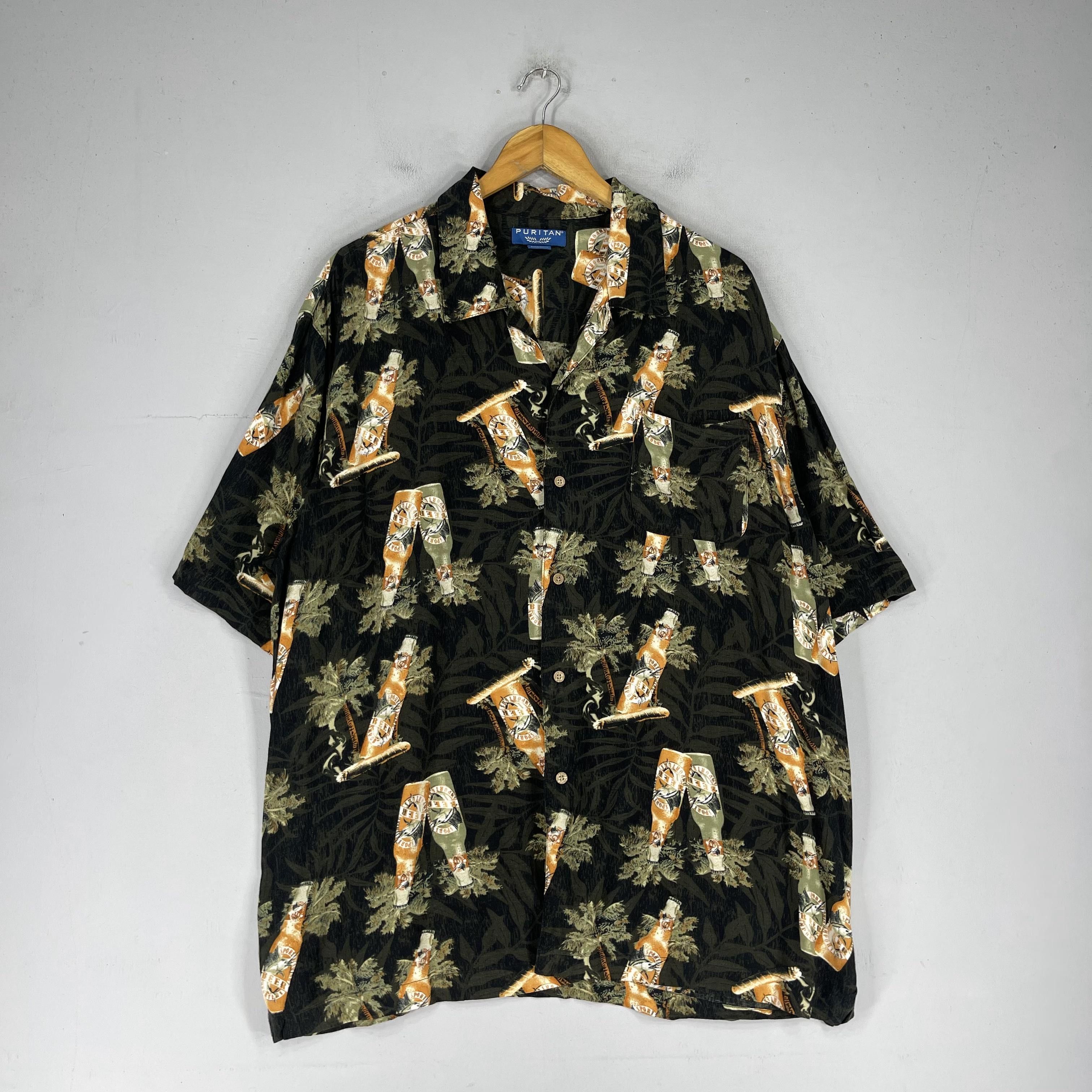 Japanese Brand PURITAN Hawaii Corona Beer Printed Rayon Shirt Button Up Size US XL / EU 56 / 4 - 4 Thumbnail