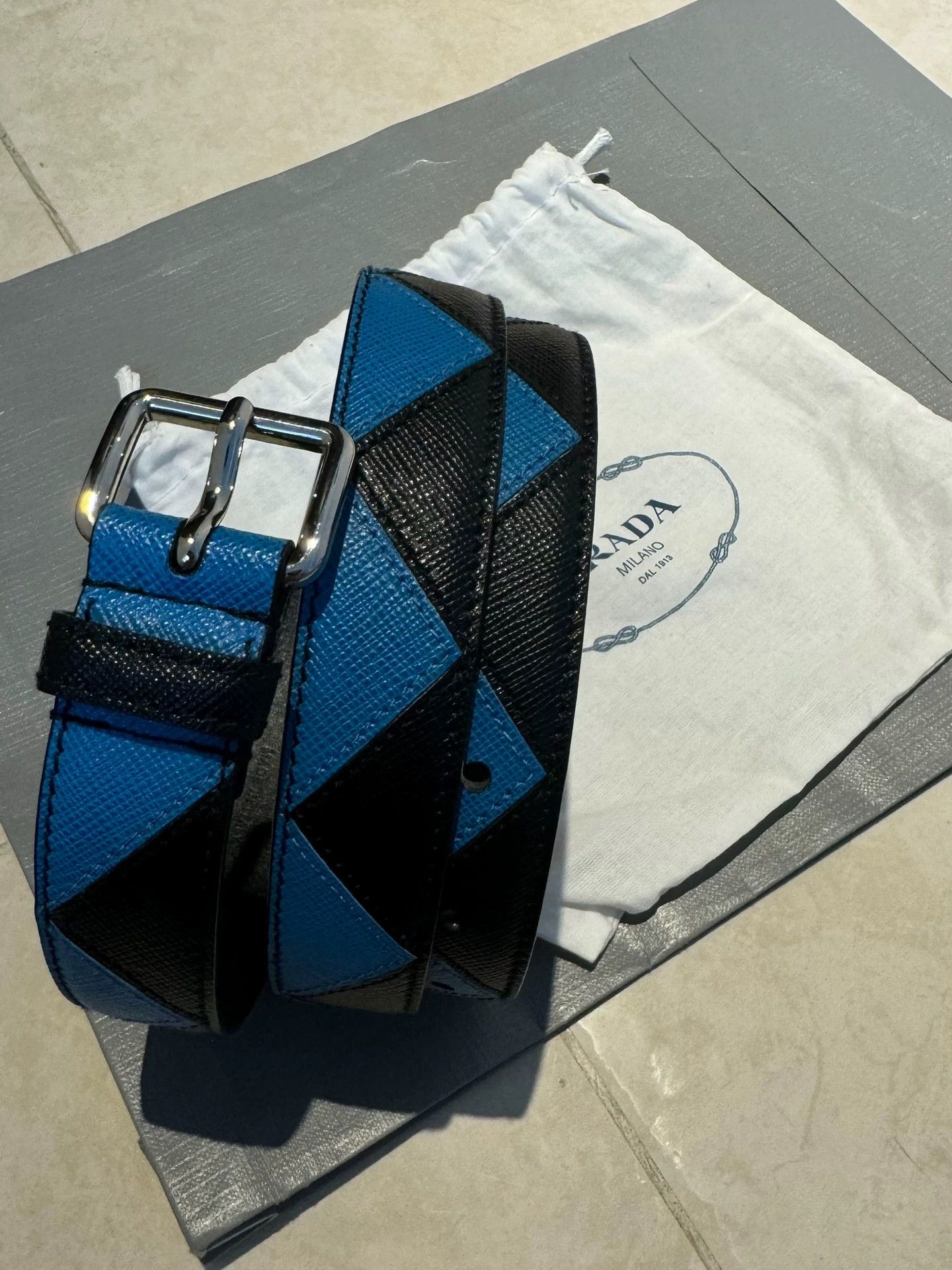 Prada Prada Checkerboard Belt Black & Blue Retro Punk Unisex Size ONE SIZE - 1 Thumbnail