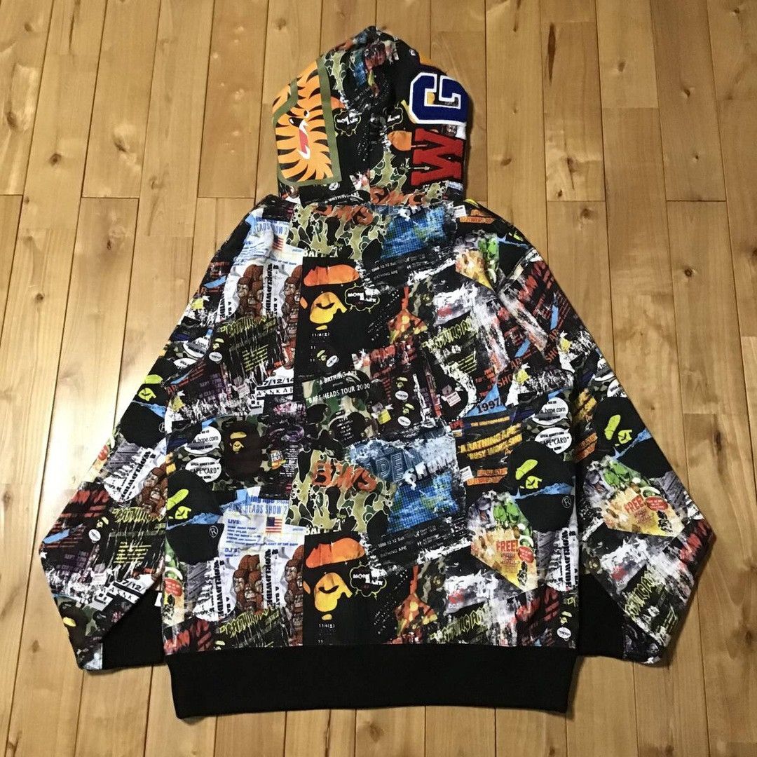 Bape BAPE Flyer Pattern Shark Full Zip Hoodie a bathing ape Size US XL / EU 56 / 4 - 2 Thumbnail