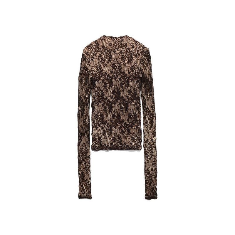 Balenciaga o1s1wg110126 Lace Crewneck Top in Beige/Black Size S / US 4 / IT 40 - 6 Thumbnail