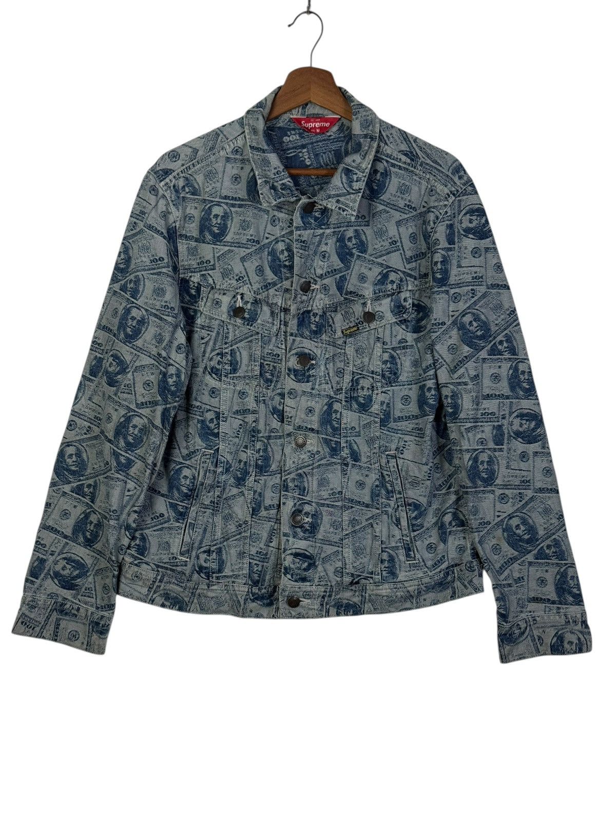 Supreme Supreme 100 Dollar Bill Trucker Denim Jacket | Grailed