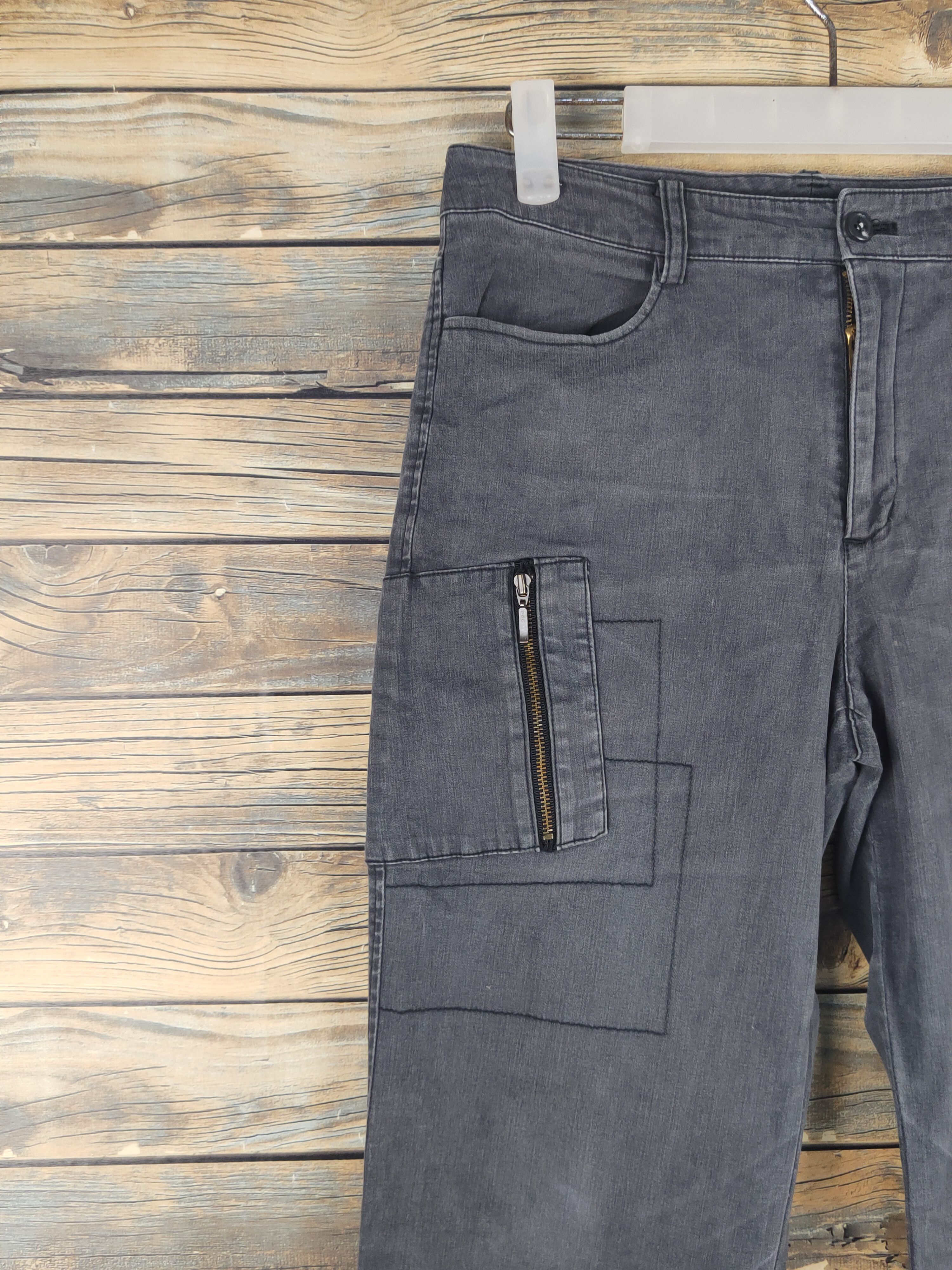 Japanese Brand DL Green Eye Black Faded Multipocket Cargo Pants #1536 Size 26" / US 2 / IT 38 - 3 Thumbnail
