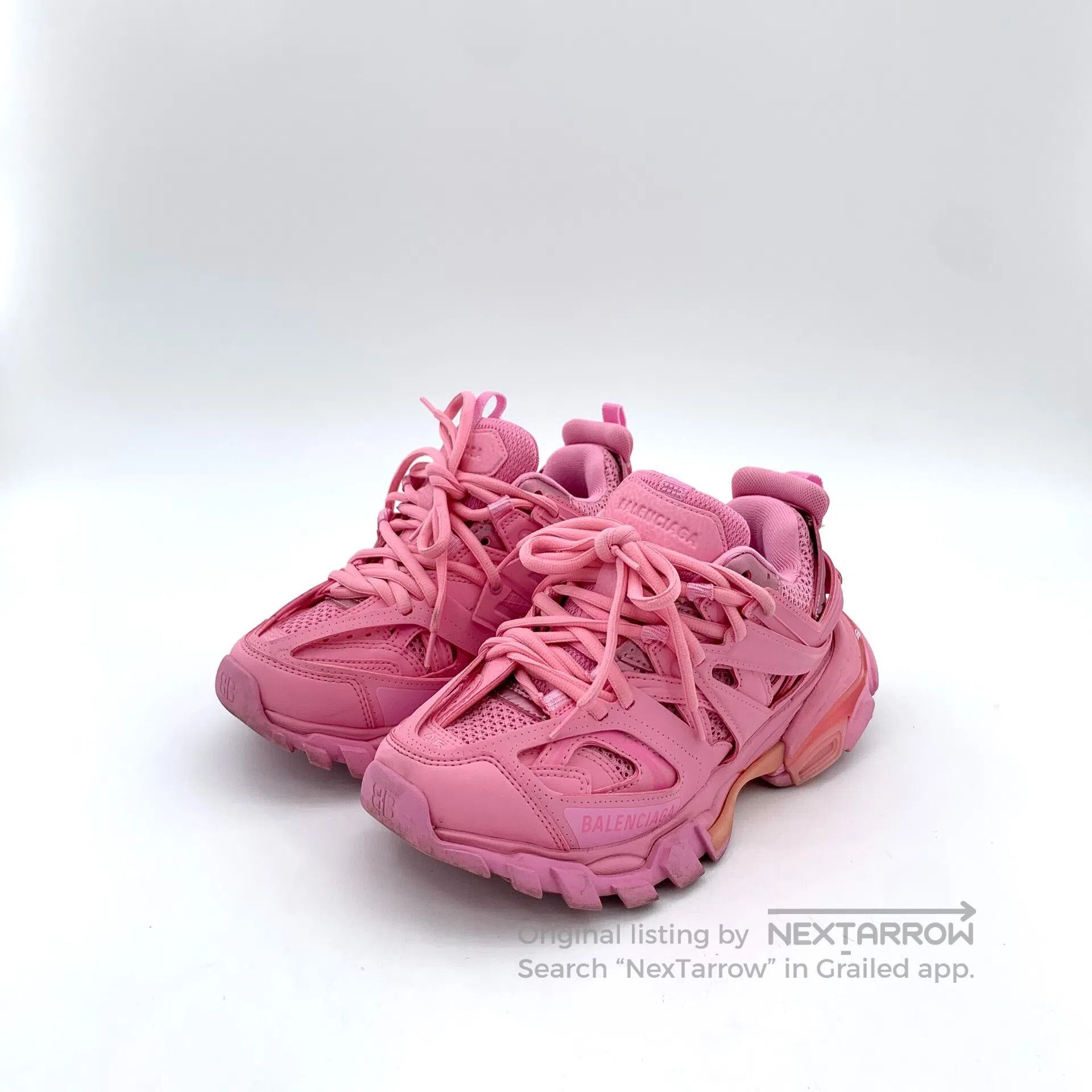 Balenciaga Balenciaga Pink Lace-Up Casual Flat Sports Dad Shoes| Size US 4.5 / IT 34.5 - 1 Thumbnail