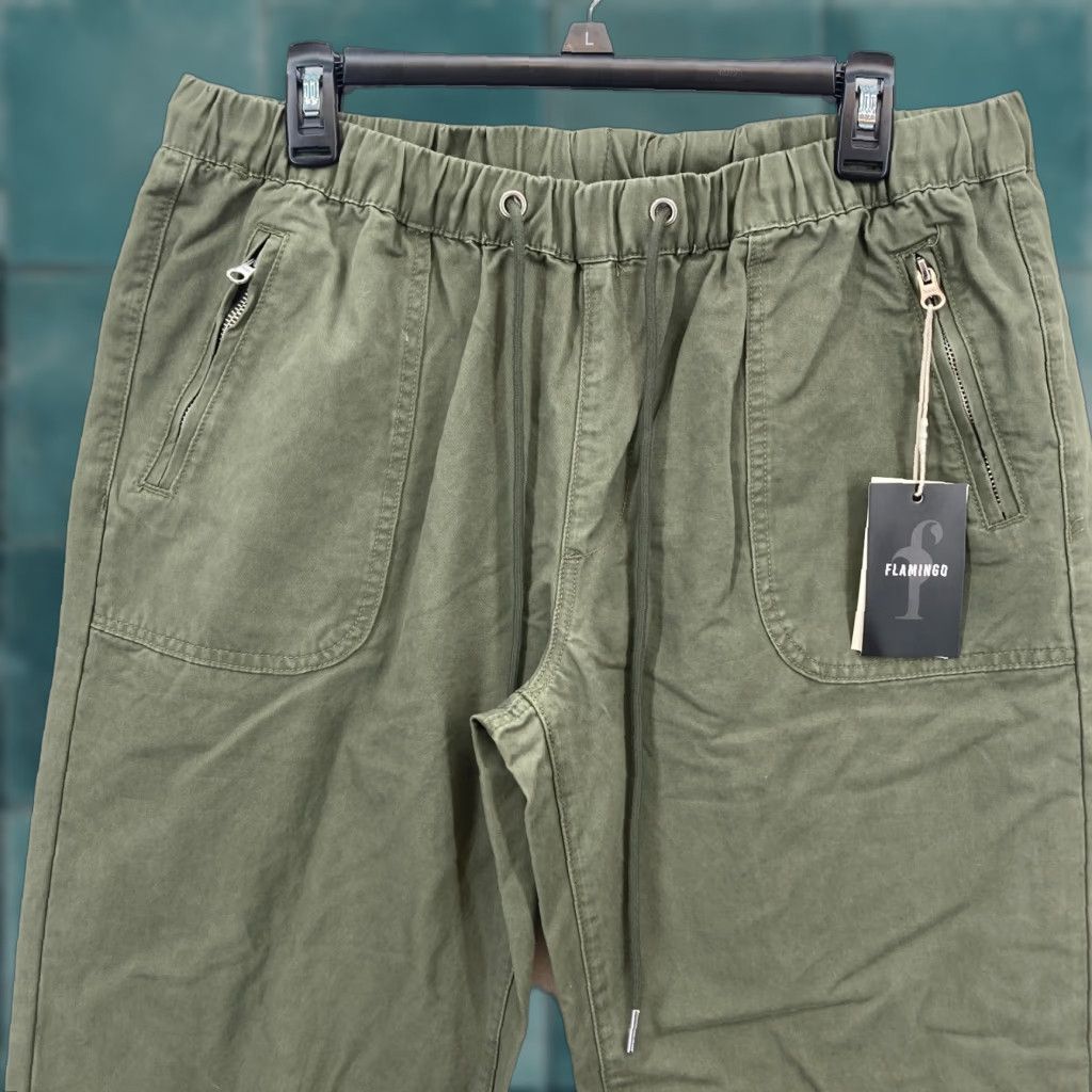 Vintage Flamingo Women's XL Green Jogger Pants Pull On Tapered Pocket Drawstring Casual Size 40" / US 18 - 1 Thumbnail