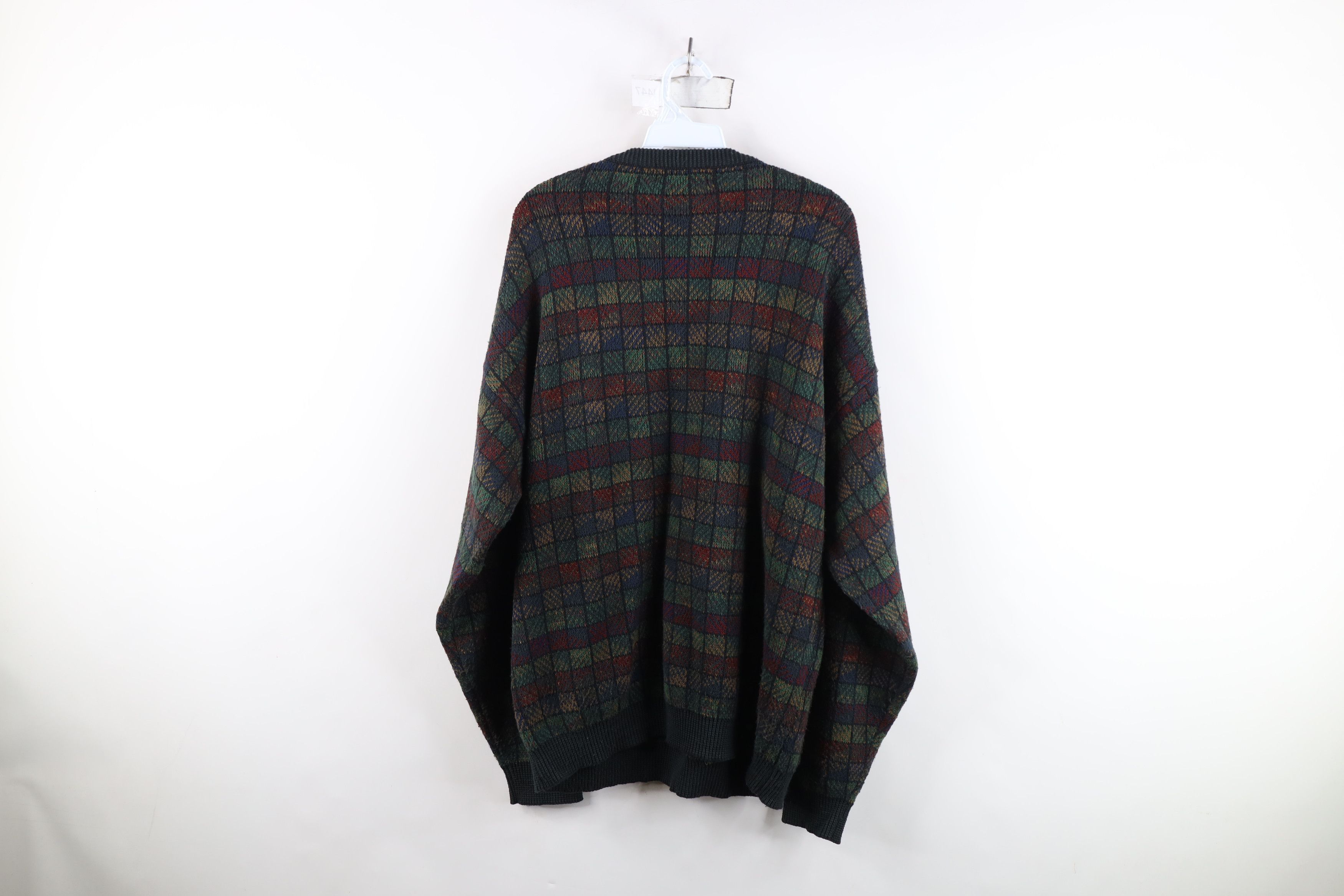 Vintage Vintage 90s Streetwear Rainbow Checkered Knit Sweater USA Size US XL / EU 56 / 4 - 8 Thumbnail