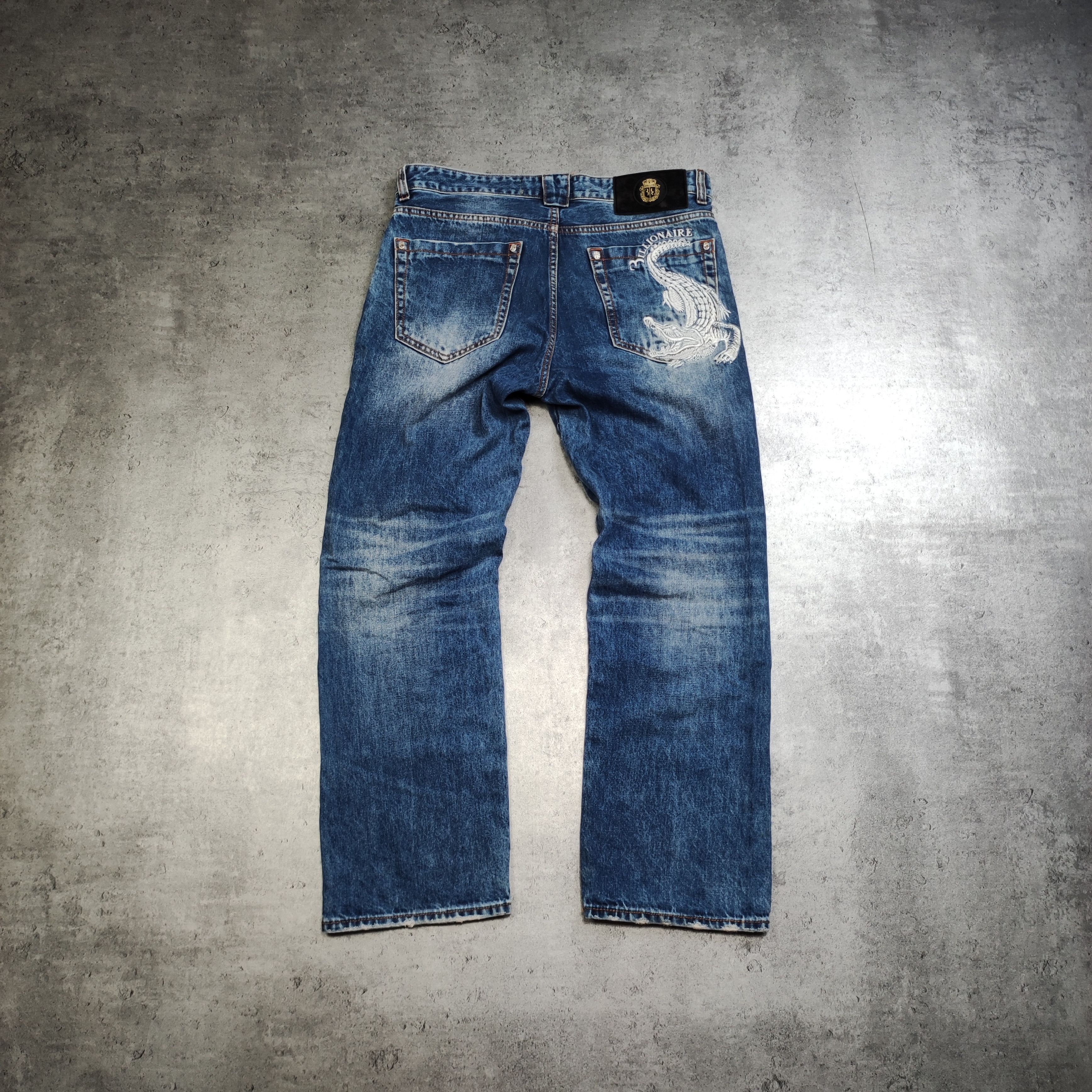 Billionaire Couture RARE Billionaire Couture Italy Crocodile Distressed Denim Size US 32 / EU 48 - 1 Thumbnail