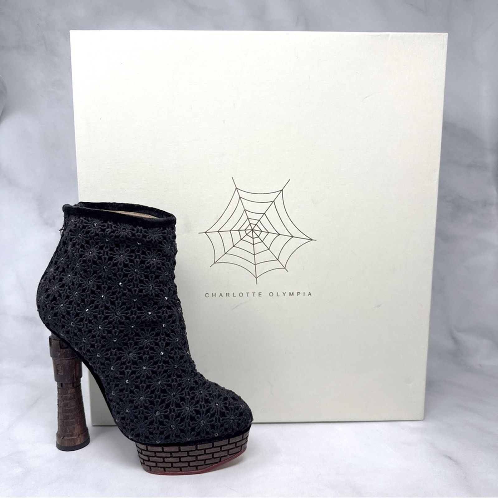 Charlotte Olympia Charlotte Olympia Damsel Castle Tower Crochet Platform Boots Size US 8 / IT 38 - 3 Thumbnail