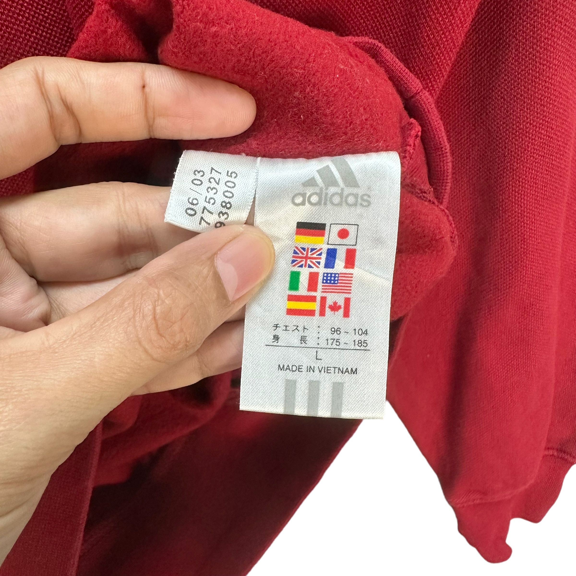 Adidas Y2K VINTAGE ADIDAS V NECK RED SWEATSHIRTS #8698-021 Size US L / EU 52-54 / 3 - 9 Thumbnail