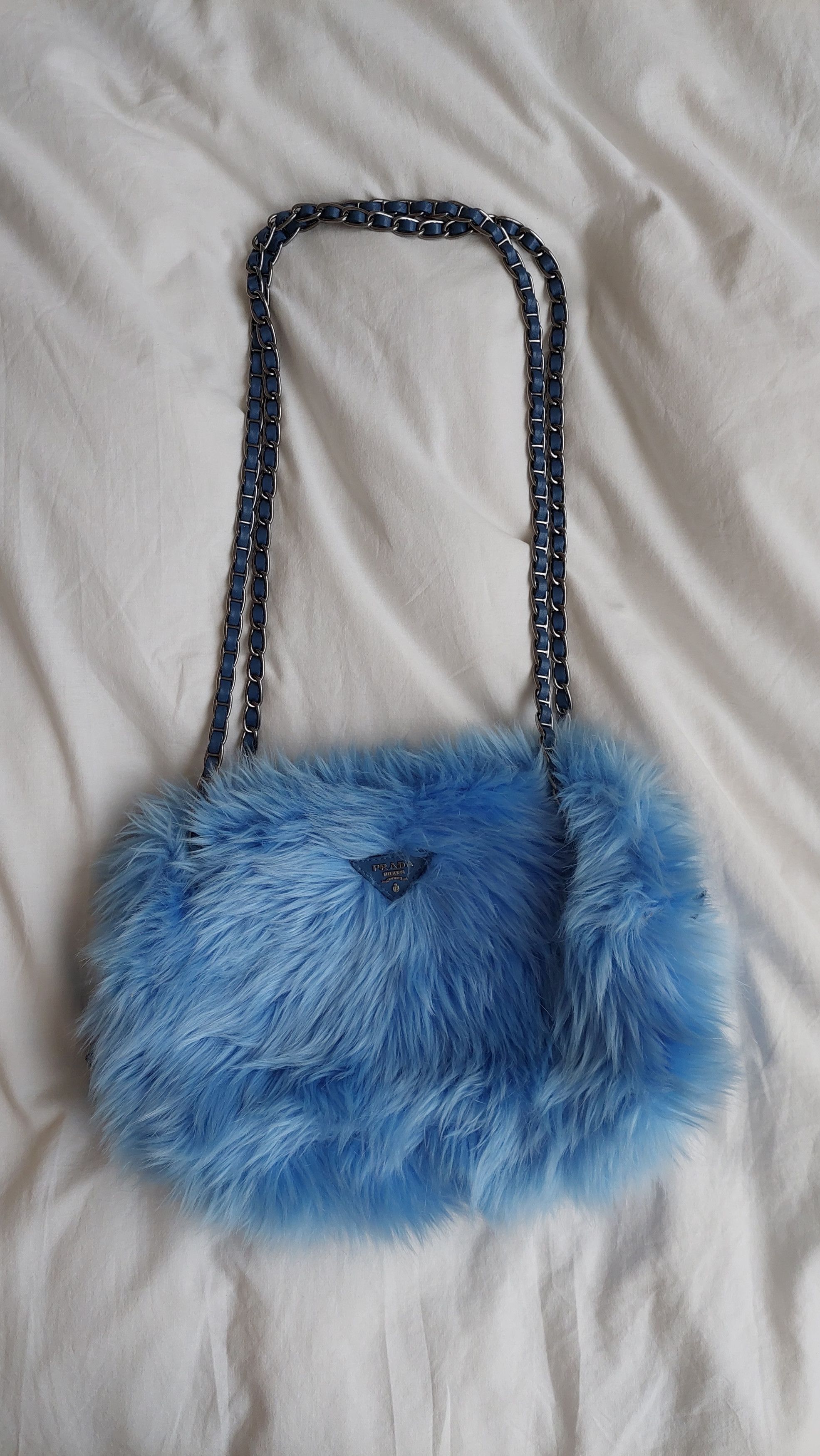 Prada Vintage faux fur blue chain bag Size ONE SIZE - 3 Thumbnail