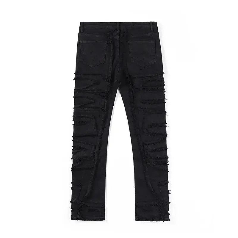 Japanese Brand × Jean Destruction Waxed Jeans y2k retro trousers Size US 32 / EU 48 - 6 Thumbnail