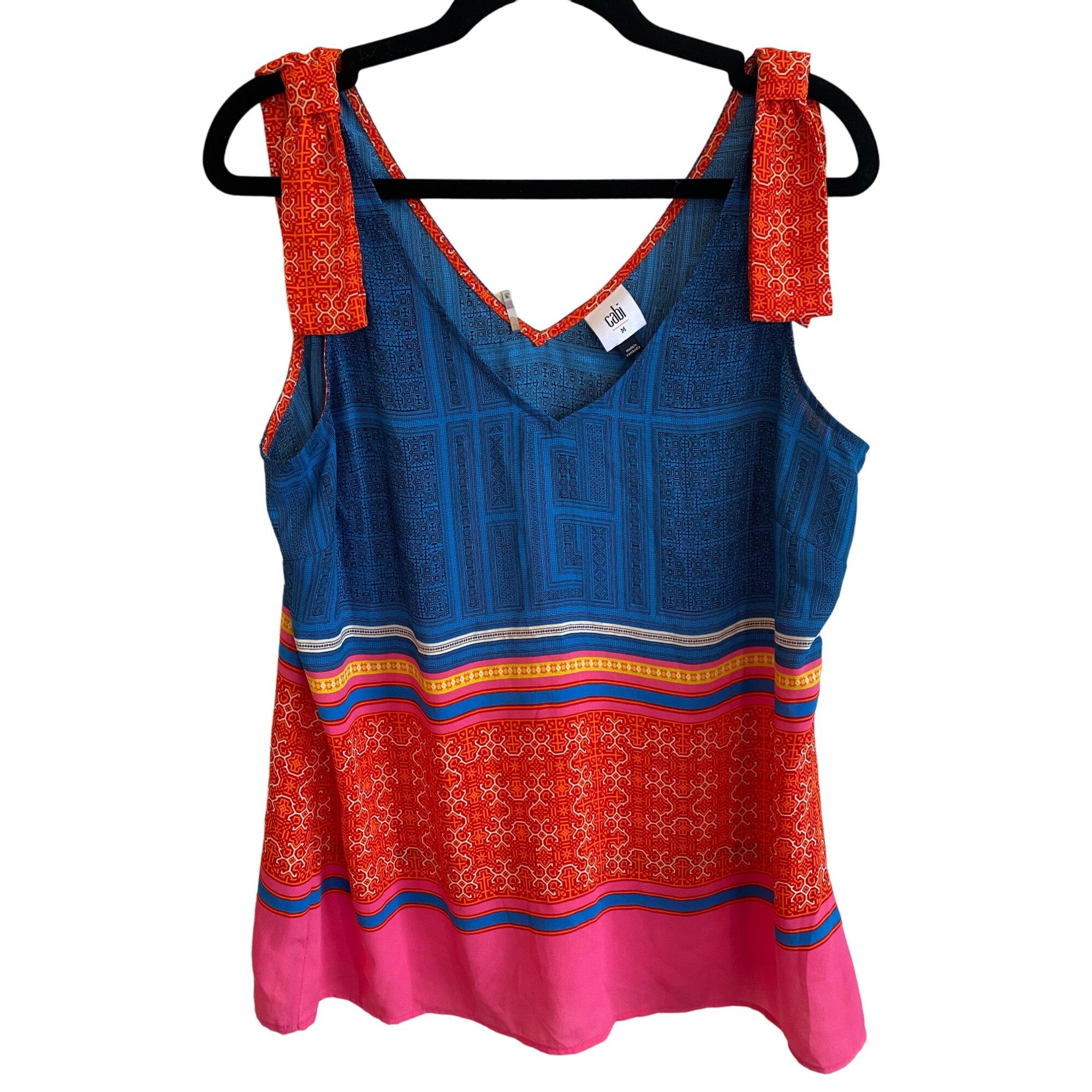 Designer CAbi Shoulder Tie Top Tunic #5787 Nomad Multicolor Print Wom Size M / US 6-8 / IT 42-44 - 13 Thumbnail