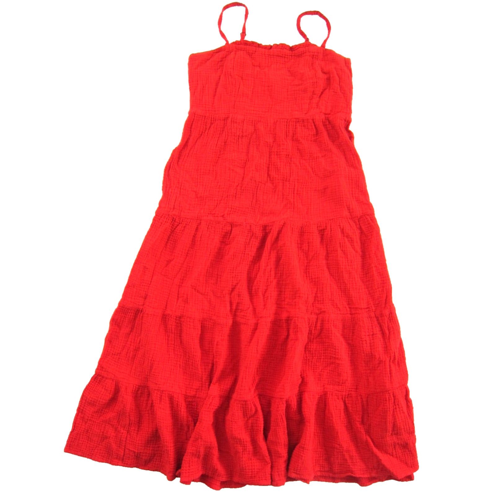 Vintage Knox Rose 100% Cotton Gauze Red Long Maxi Tank Slip Sun Dress Large Size L / US 10 / IT 46 - 2 Thumbnail