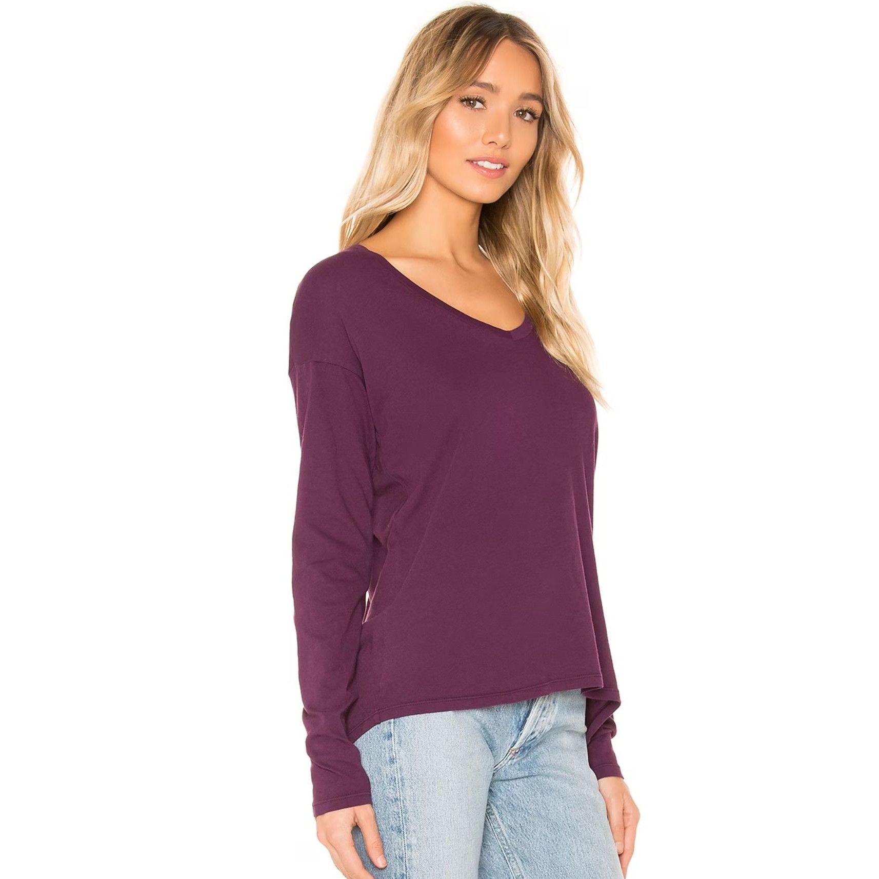 Other Bobi Blackberry V-Neck Long Sleeve Tee Size XS / US 0-2 / IT 36-38 - 3 Thumbnail