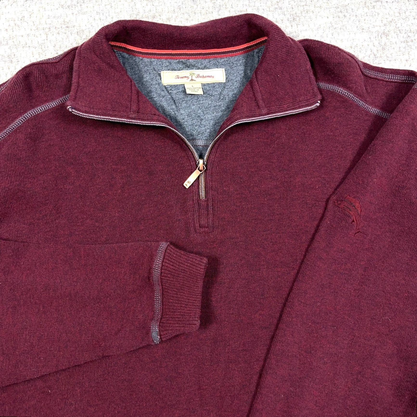 Tommy Bahama Tommy Bahama Sweater Men L Red Knit Pullover 1/4 Zip Embroidered Logo Zipper Size US L / EU 52-54 / 3 - 2 Thumbnail