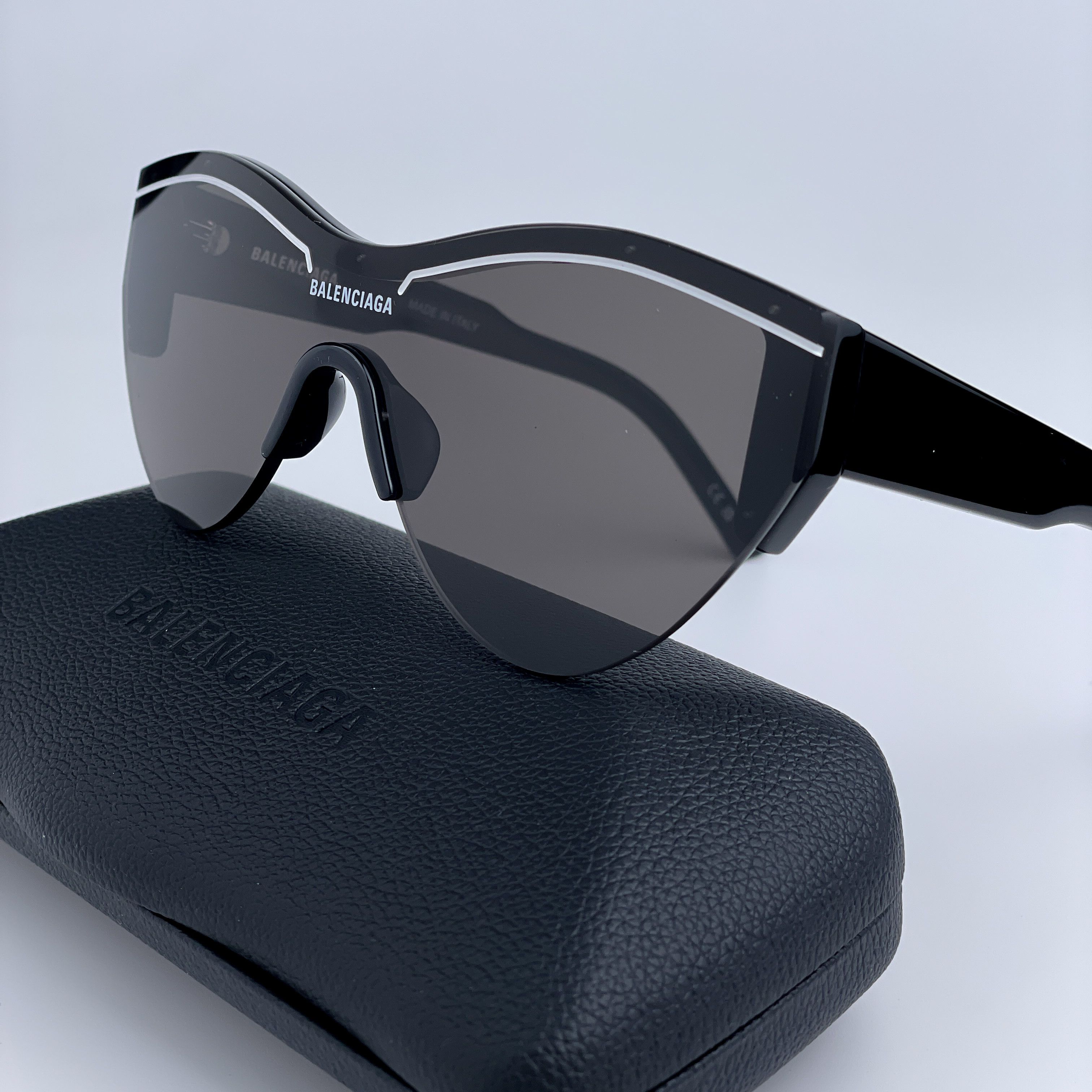 Balenciaga NEW Balenciaga BB0004S 001 Grey Shield Unisex Sunglasses Size ONE SIZE - 2 Thumbnail