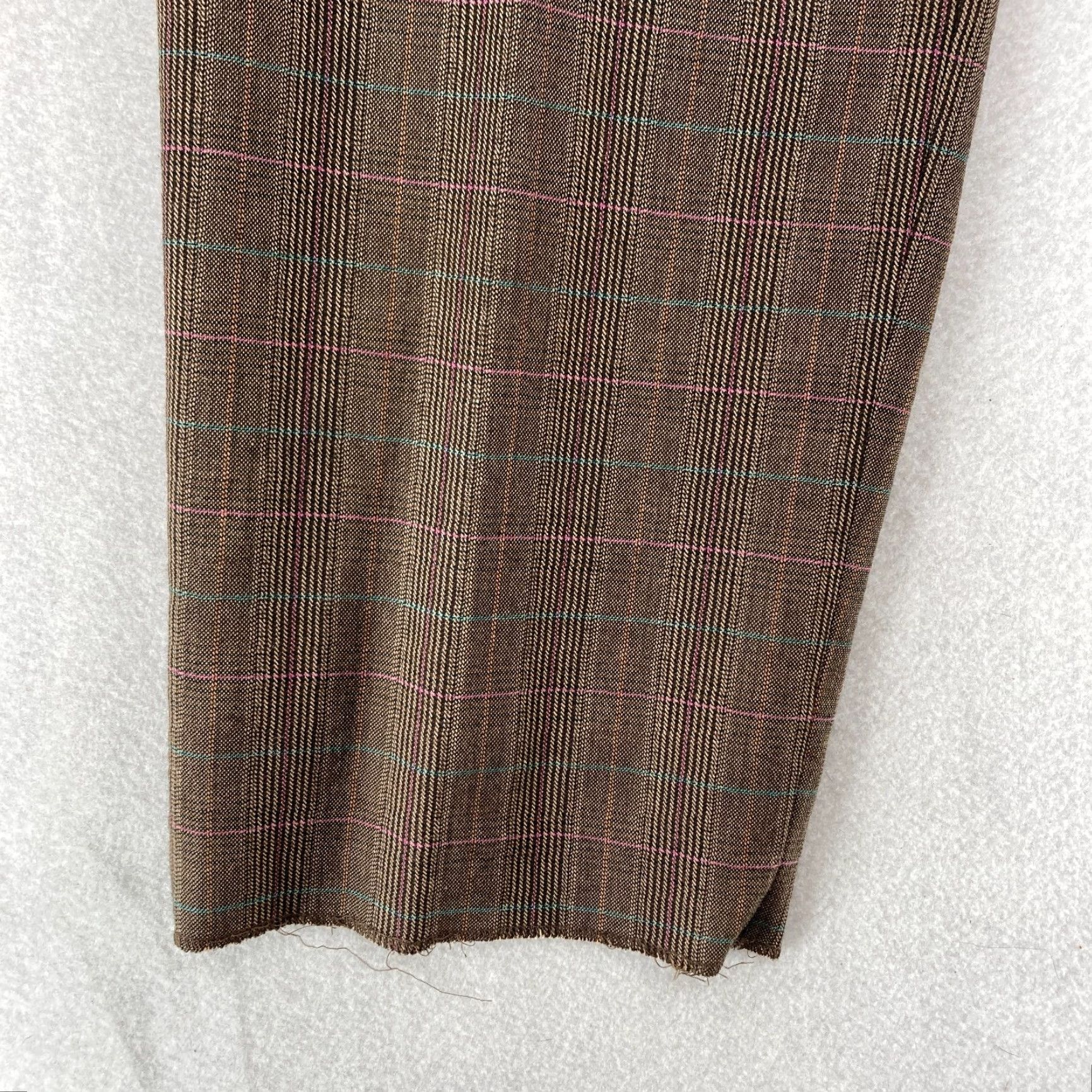 Apt. 9 Apt. 9 The Wallace Pant Women's 16 Classic Fit Brown Plaid Wool Blend Unhemmed Pant Size 38" / US 16 / IT 52 - 4 Thumbnail