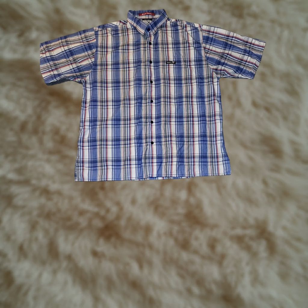 Southpole Southpole Button-Up Shirt Men's XL Blue Plaid Short Sleeve Casual Hip Hop Y2K Size US XL / EU 56 / 4 - 1 Thumbnail