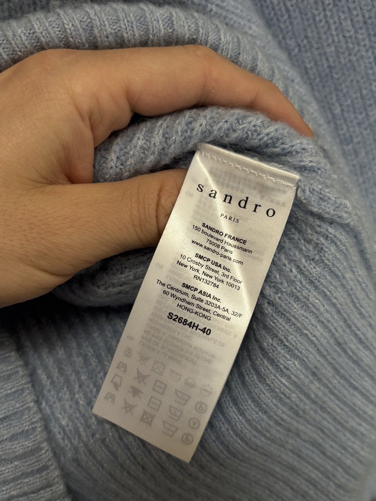 Sandro Sandro Paris Baby Blue Knit Wool Mohair Jewellery Sweater Size US S / EU 44-46 / 1 - 9 Thumbnail
