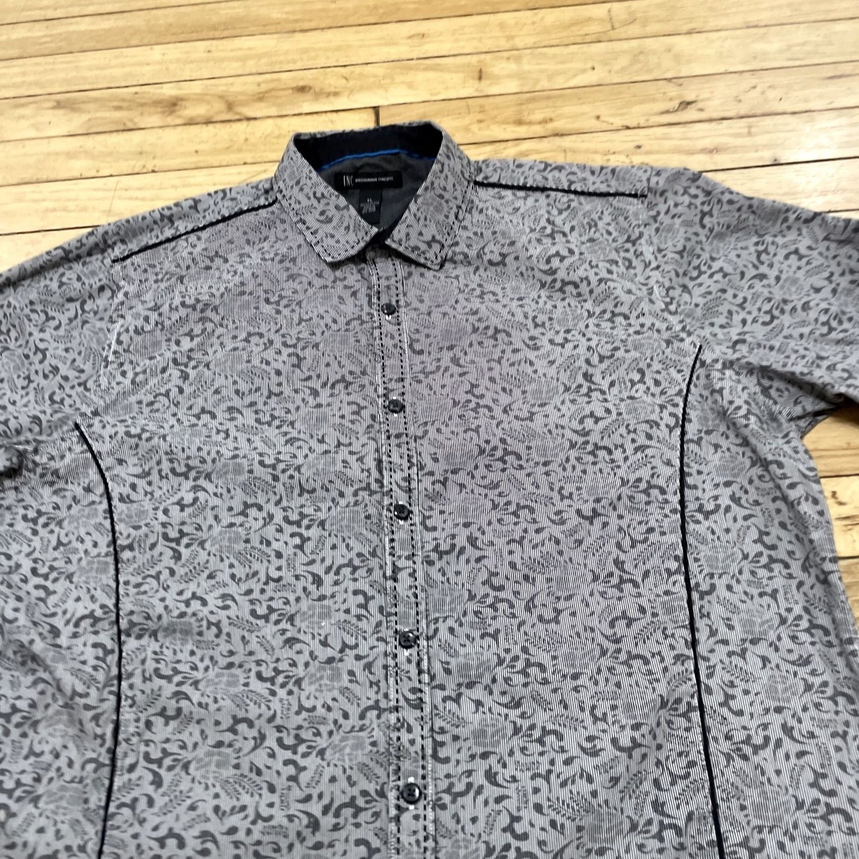 Vintage INC International Concepts Shirt Men XL Silver Paisley Western Cowboy Taper XL Size US XL / EU 56 / 4 - 6 Thumbnail