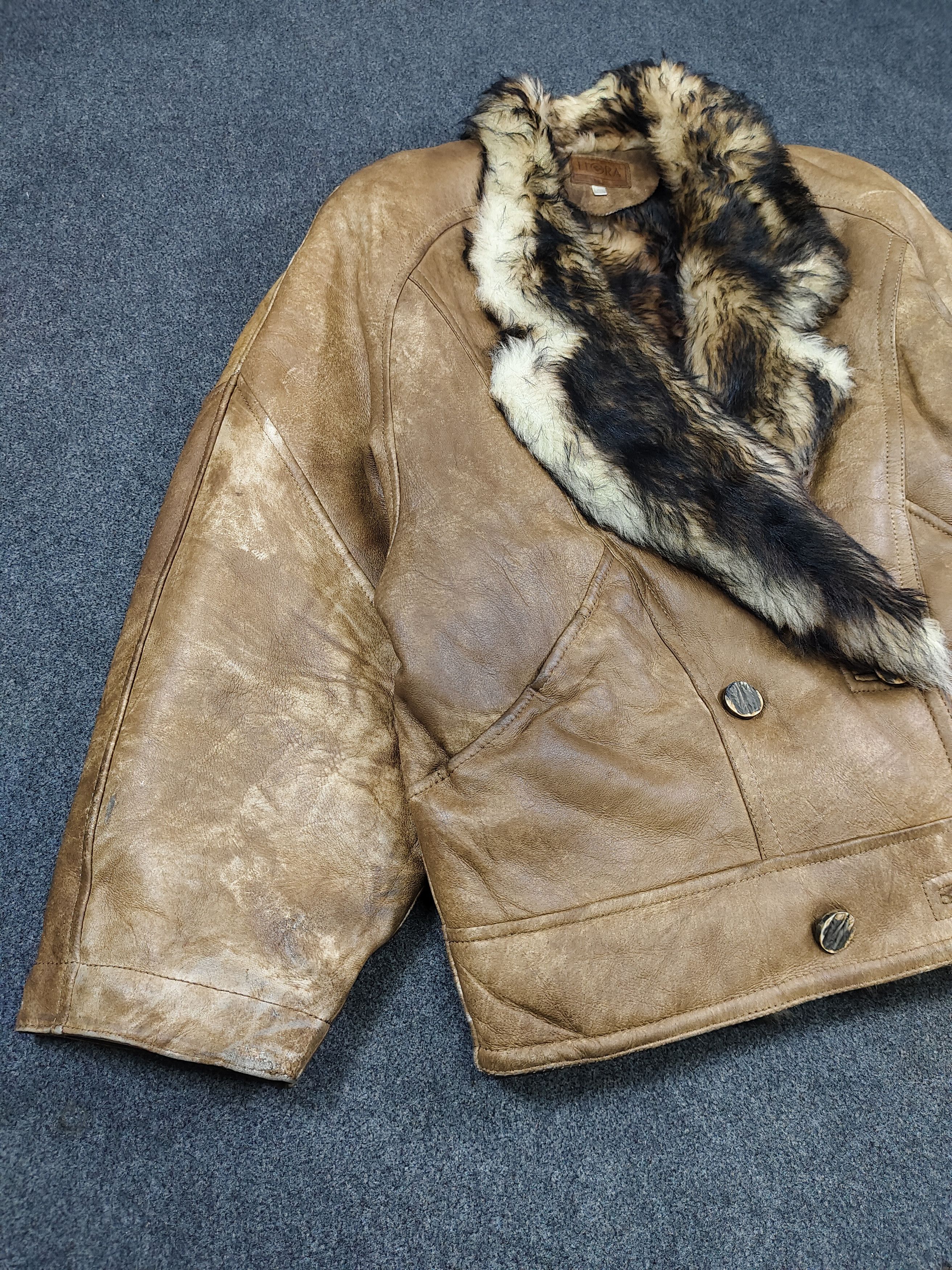 Vintage 80s FLORA- Oversized Real Fur Shearling Lined Leather Bomber Size US L / EU 52-54 / 3 - 7 Thumbnail