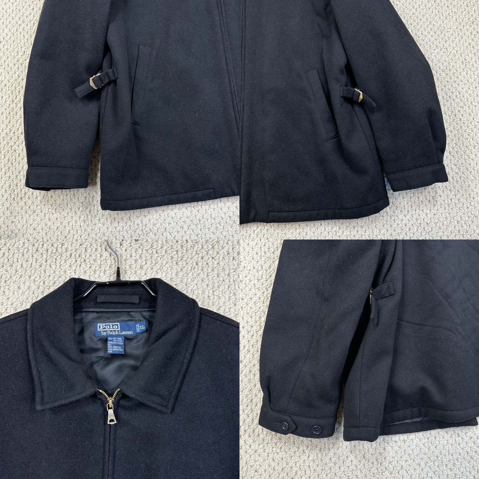 Polo Ralph Lauren VINTAGE Polo Ralph Lauren Jacket Mens XL Black Wool Blend Full Zip Buckle Sides 90s Size US XL / EU 56 / 4 - 9 Thumbnail