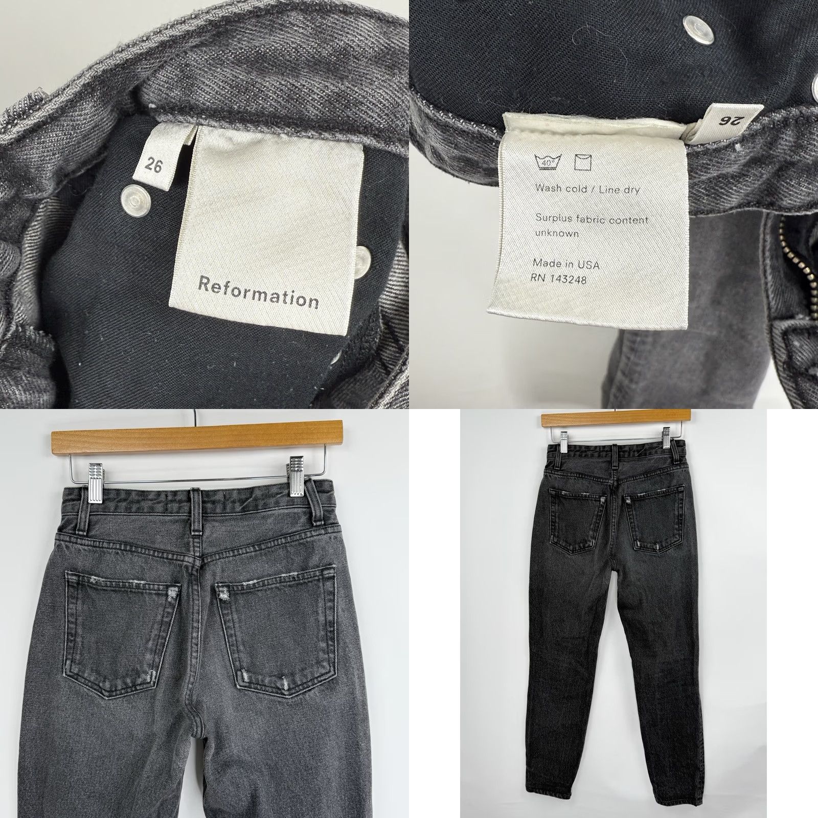 Reformation Reformation Jeans Womens 26 Zip Up High Rise Skinny Leg Black Surplus Denim 29 Inseam Boys Girls Mens Womens Size 26" / US 2 / IT 38 - 8 Thumbnail