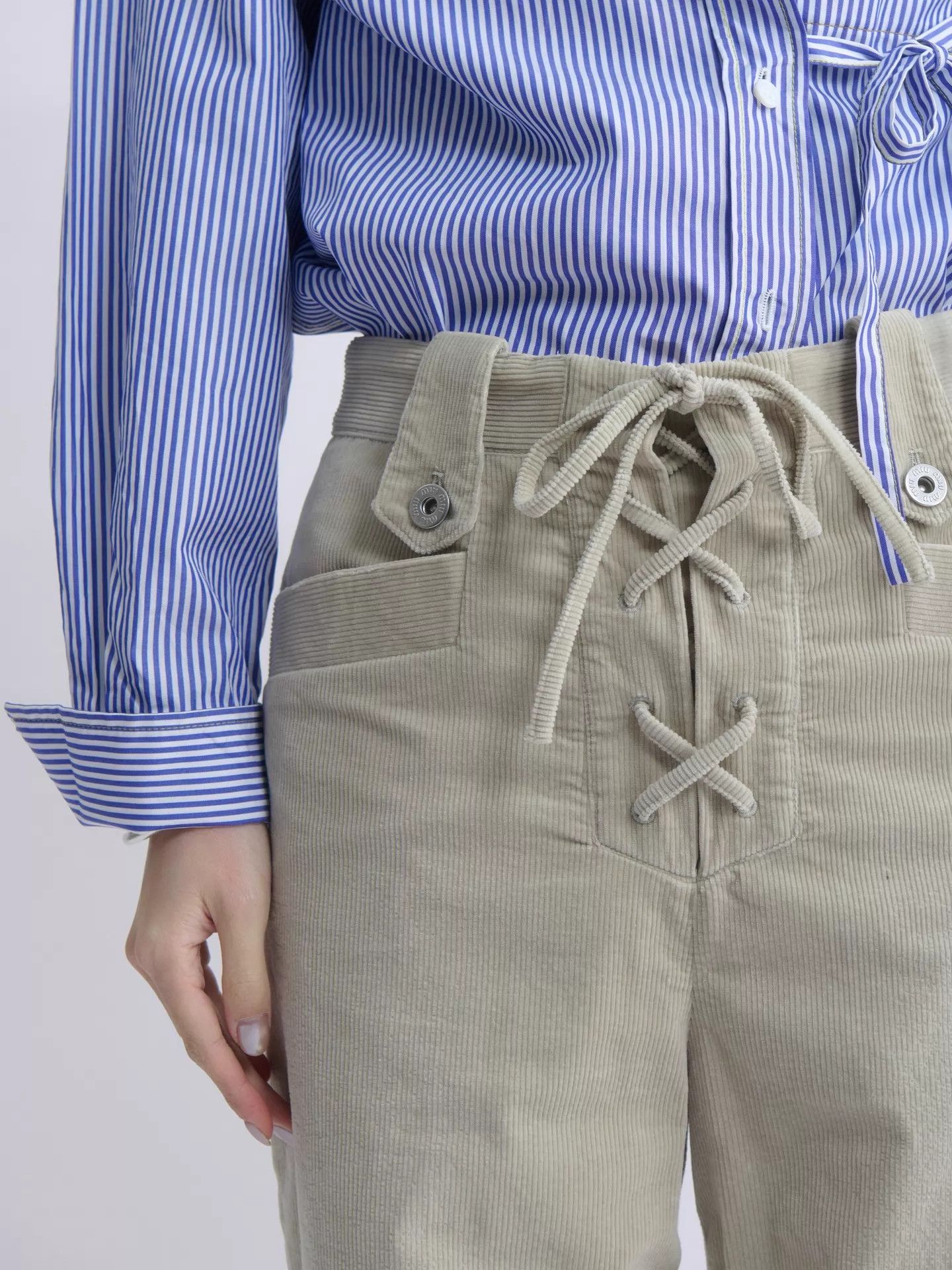 Miu Miu MIU MIU 2019AW Tie Belt Corduroy Military Wide Leg Pants Size 27" / US 4 / IT 40 - 7 Thumbnail